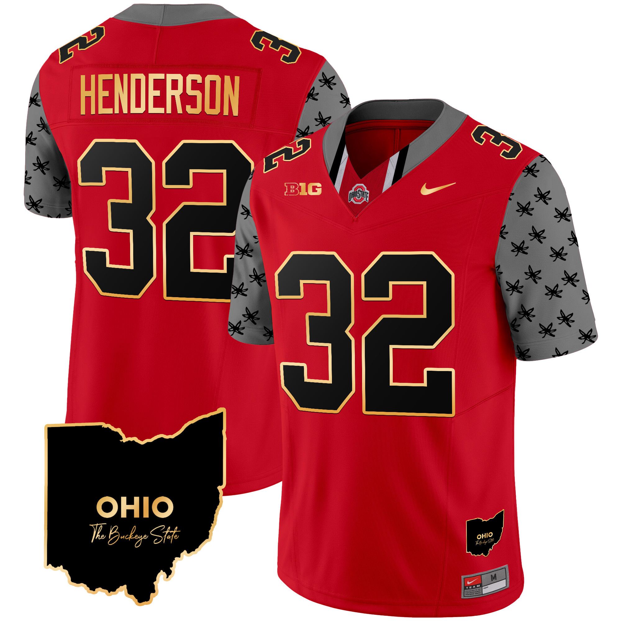 Men's Ohio State Buckeyes 2024 Home Patch Gold Trim Vapor Limited Jersey V2 - All Stitched