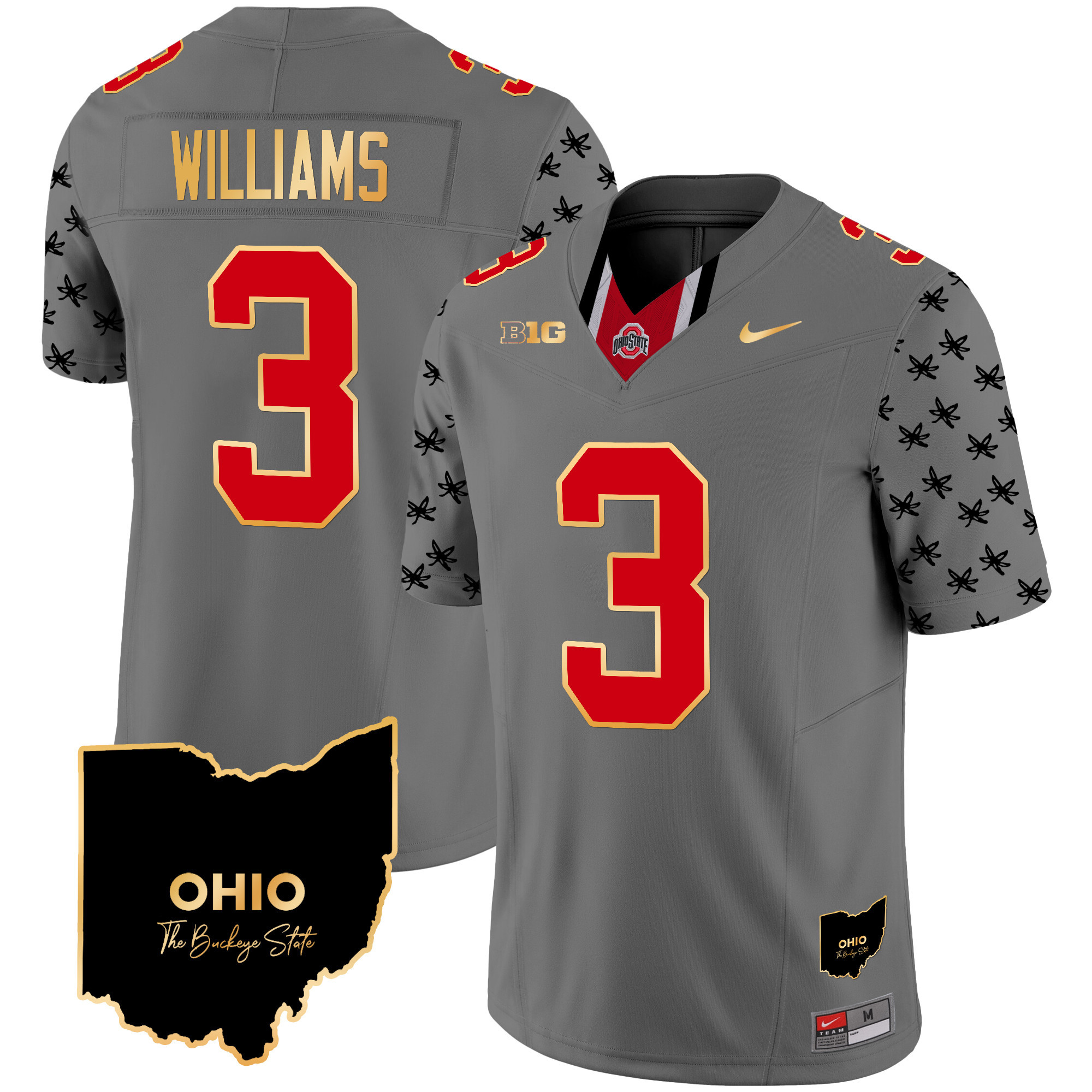 Men's Ohio State Buckeyes 2024 Home Patch Gold Trim Vapor Limited Jersey V2 - All Stitched