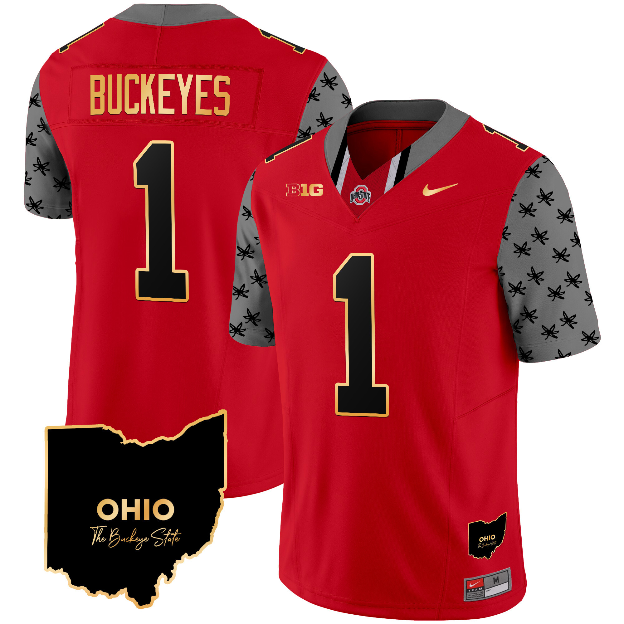 Men's Ohio State Buckeyes 2024 Home Patch Gold Trim Vapor Limited Jersey V2 - All Stitched