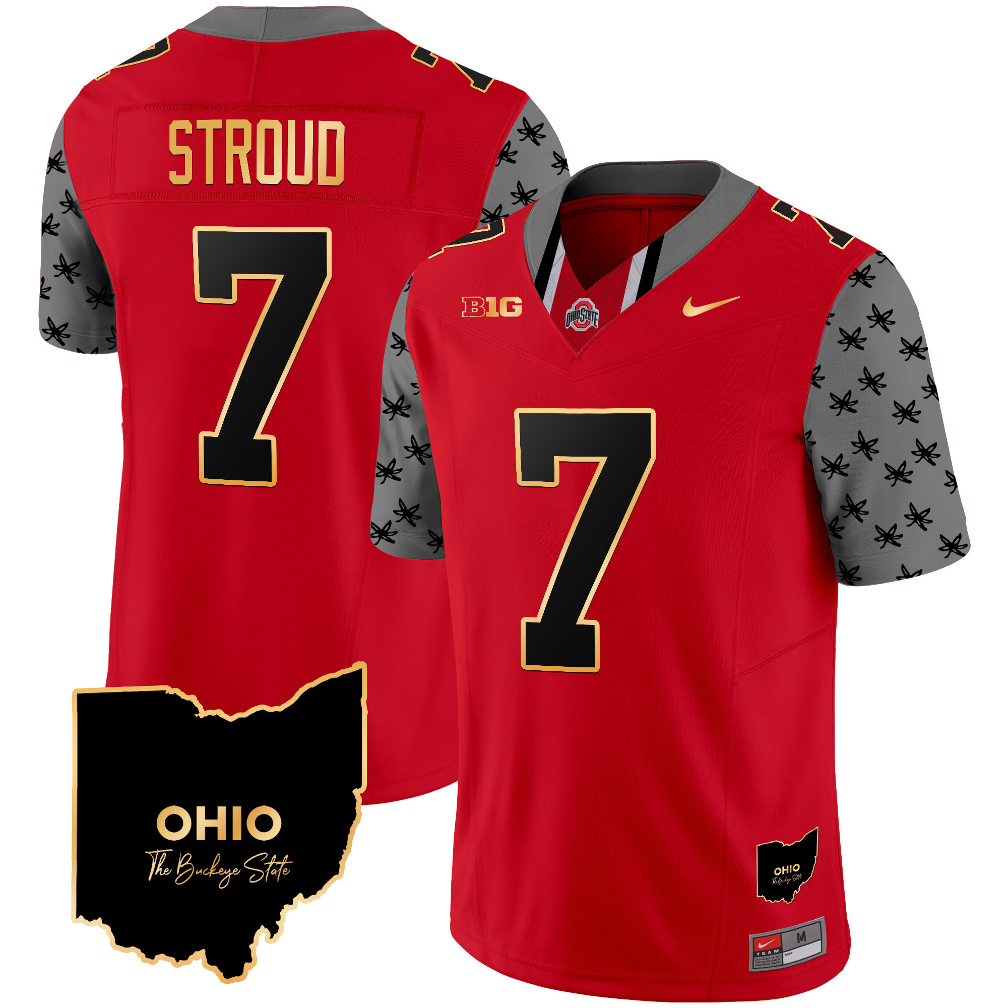 Men's Ohio State Buckeyes 2024 Home Patch Gold Trim Vapor Limited Jersey V2 - All Stitched