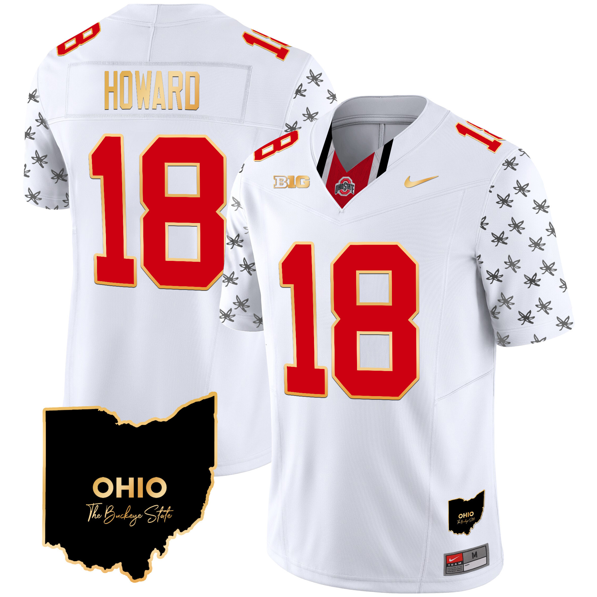 Men's Ohio State Buckeyes 2024 Home Patch Gold Trim Vapor Limited Jersey V2 - All Stitched