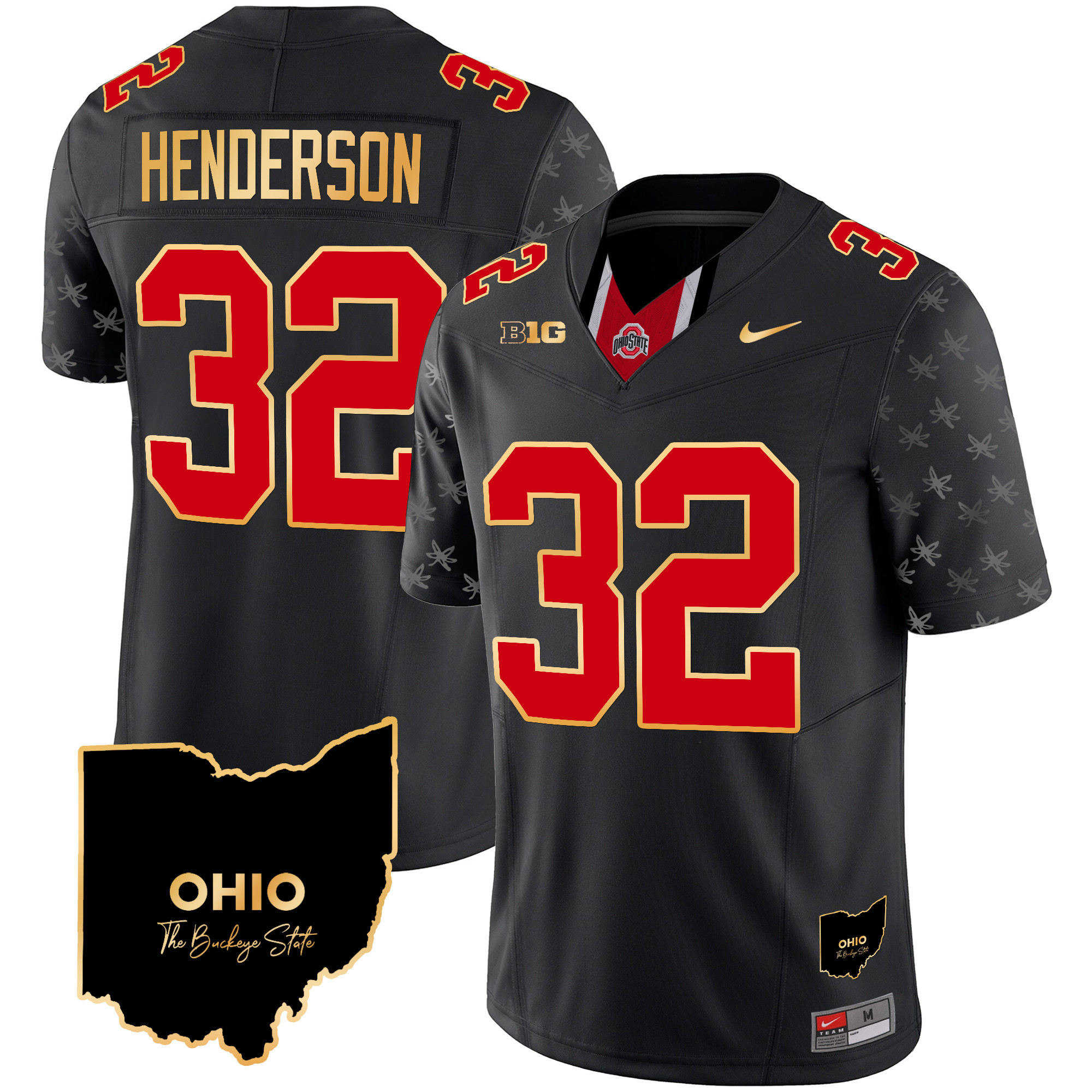 Men's Ohio State Buckeyes 2024 Home Patch Gold Trim Vapor Limited Jersey V2 - All Stitched
