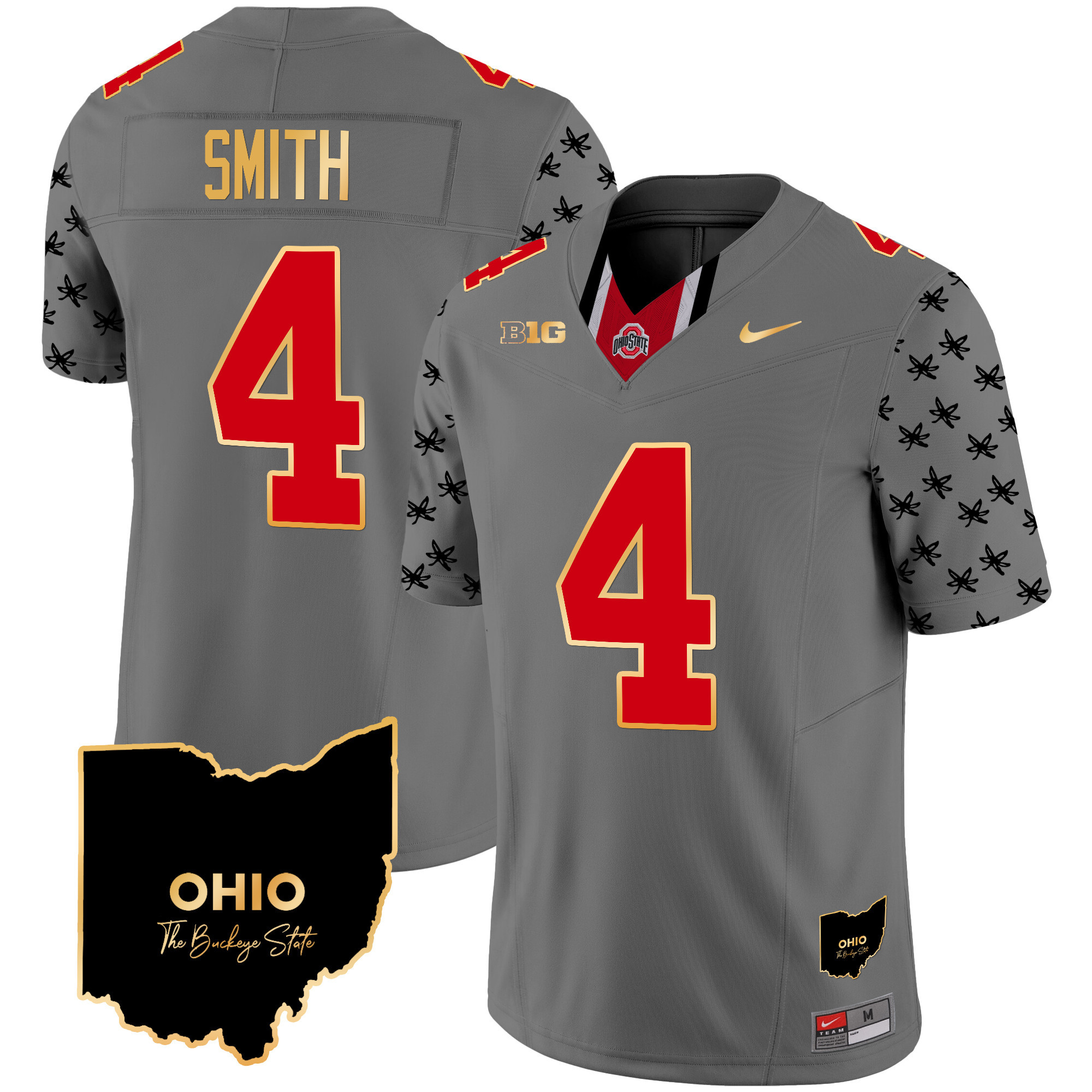 Men's Ohio State Buckeyes 2024 Home Patch Gold Trim Vapor Limited Jersey V2 - All Stitched