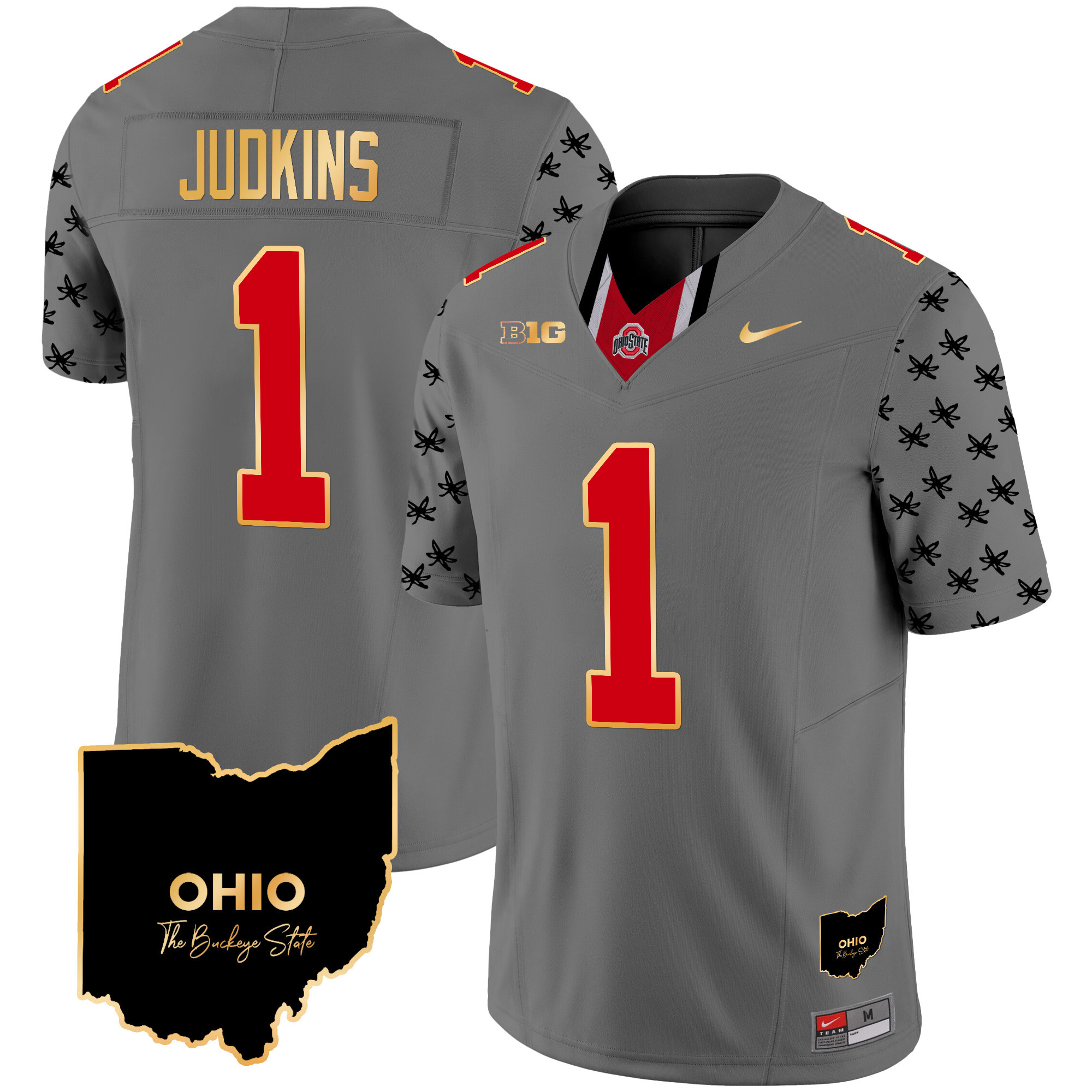 Men's Ohio State Buckeyes 2024 Home Patch Gold Trim Vapor Limited Jersey V2 - All Stitched