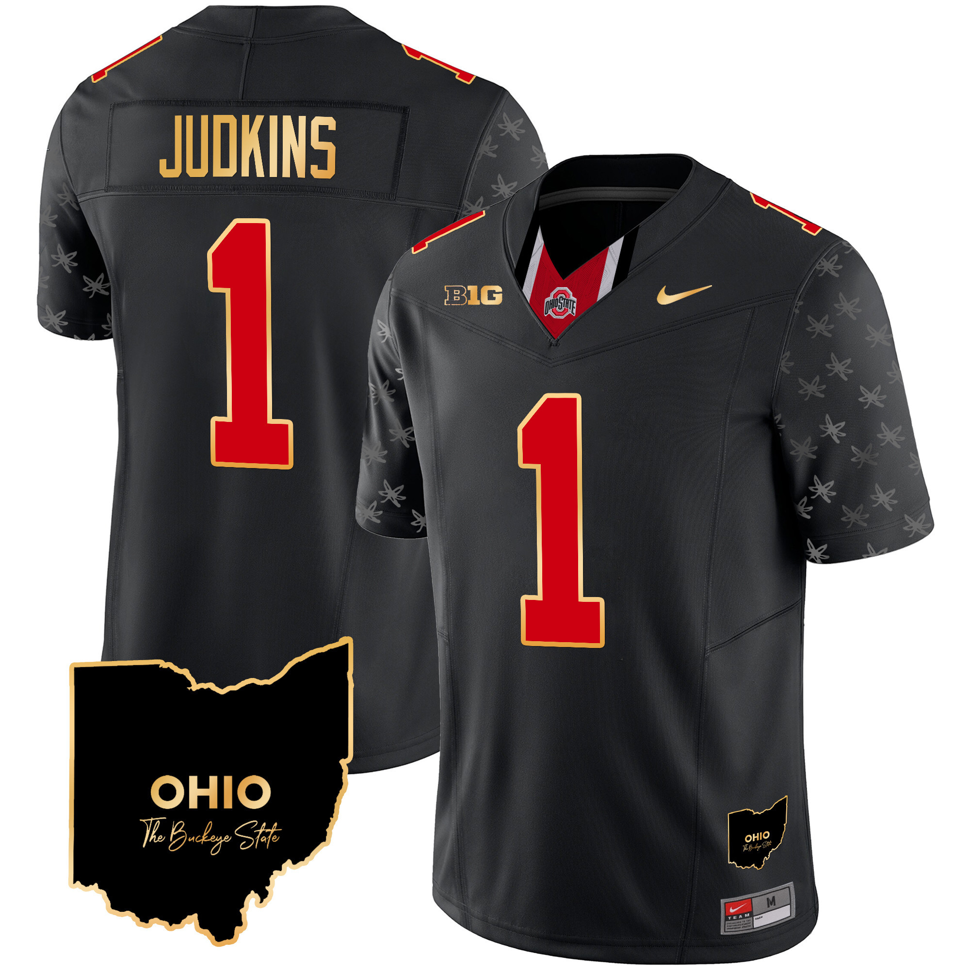 Men's Ohio State Buckeyes 2024 Home Patch Gold Trim Vapor Limited Jersey V2 - All Stitched
