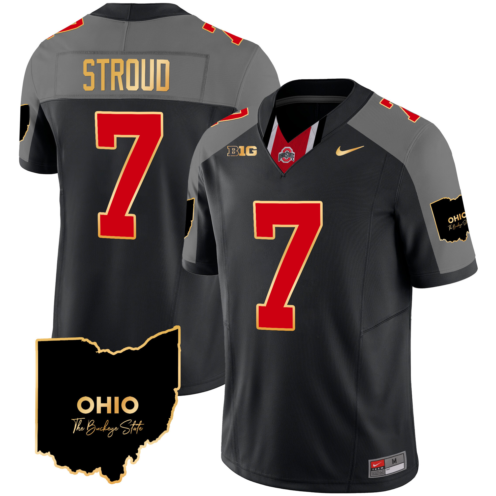 Men's Ohio State Buckeyes 2024 Home Patch Gold Trim Vapor Limited Jersey V2 - All Stitched