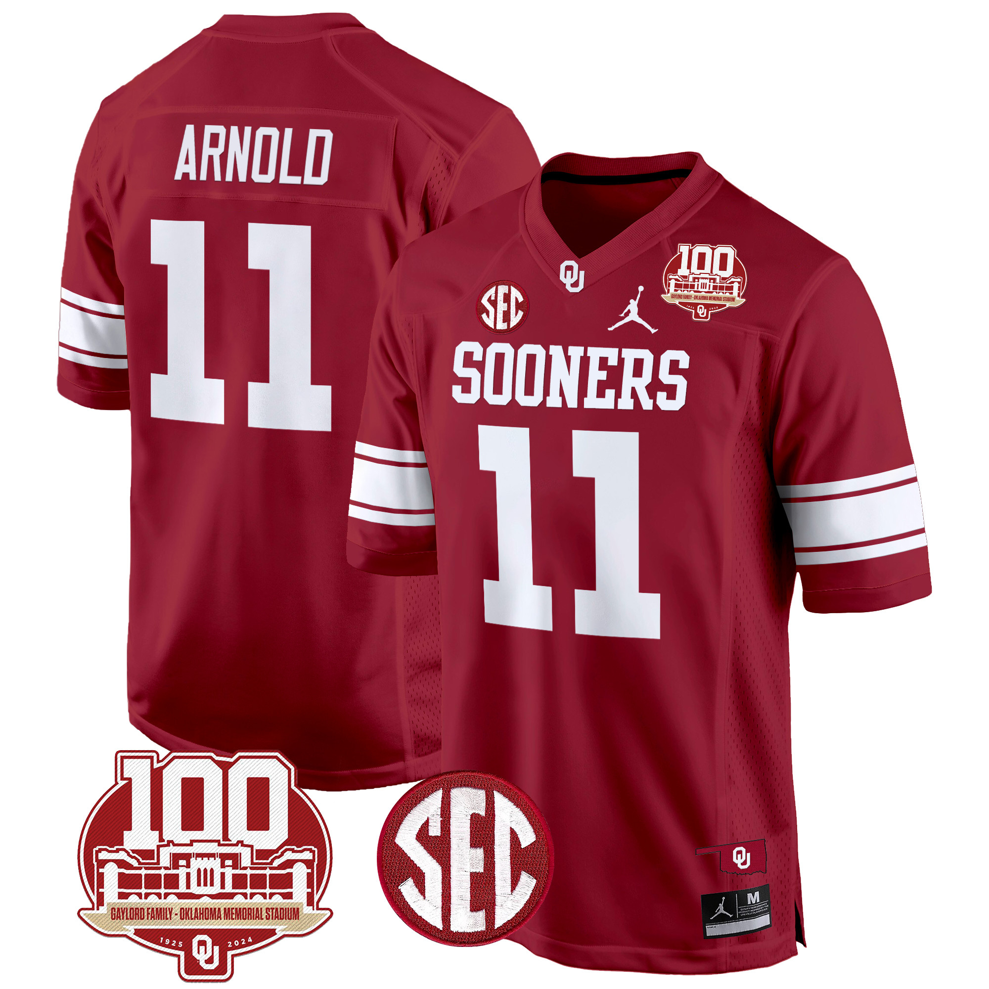 Men's Oklahoma Sooners 100th Anniversary Patch Game Jersey - All Stitched