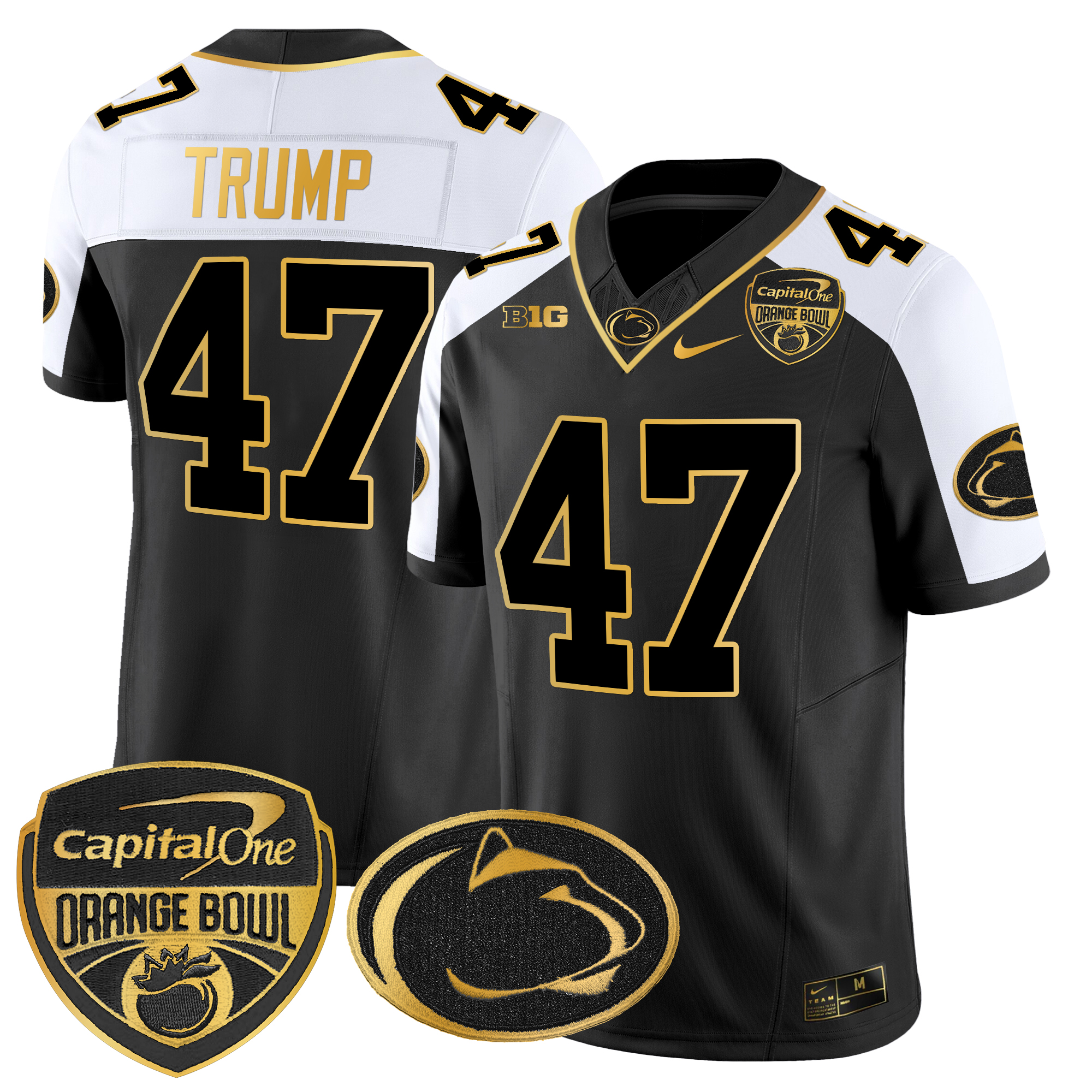 Men's Penn State Nittany Lions Orange Bowl Patch Gold Vapor Limited Jersey - All Stitched