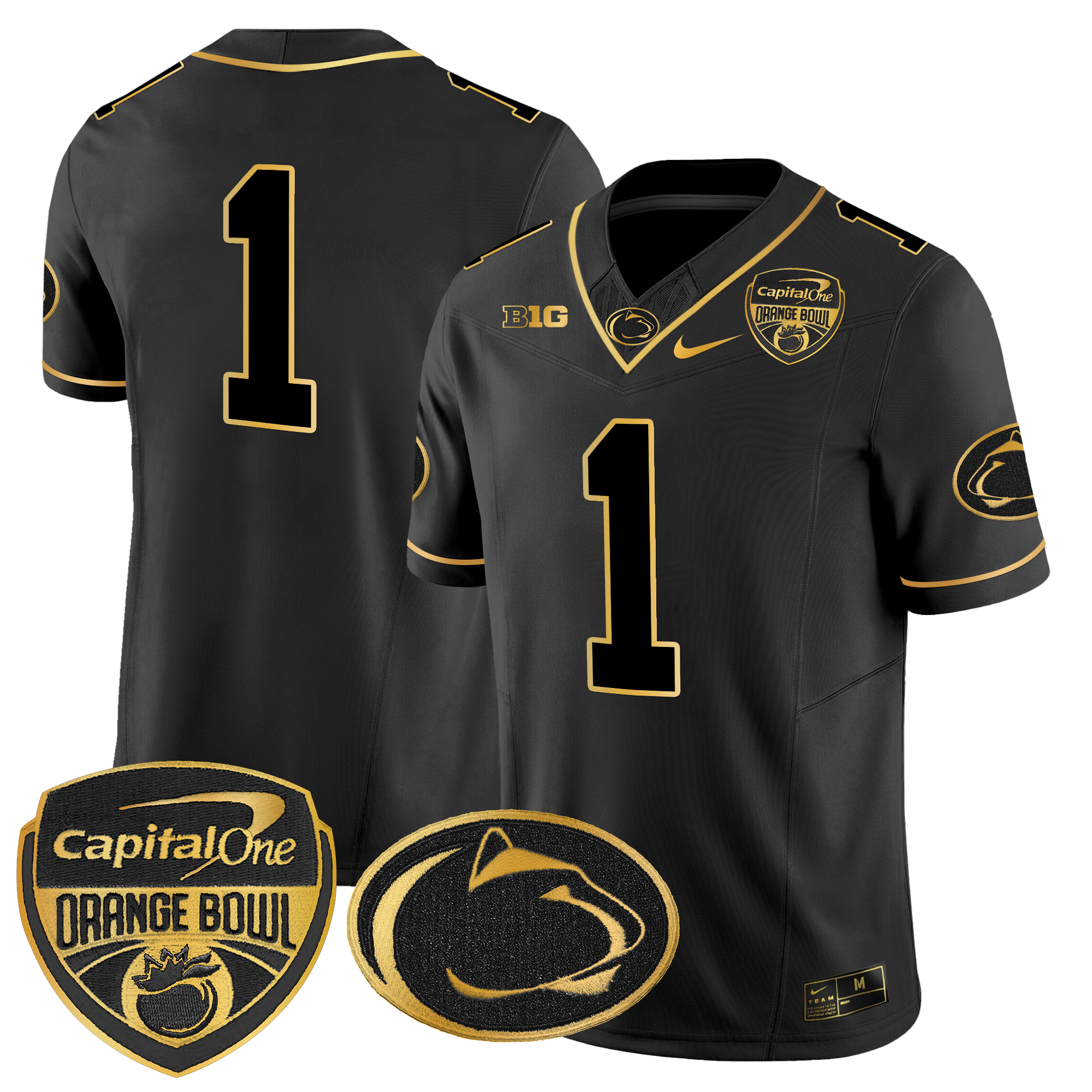 Men's Penn State Nittany Lions Orange Bowl Patch Gold Vapor Limited Jersey - All Stitched
