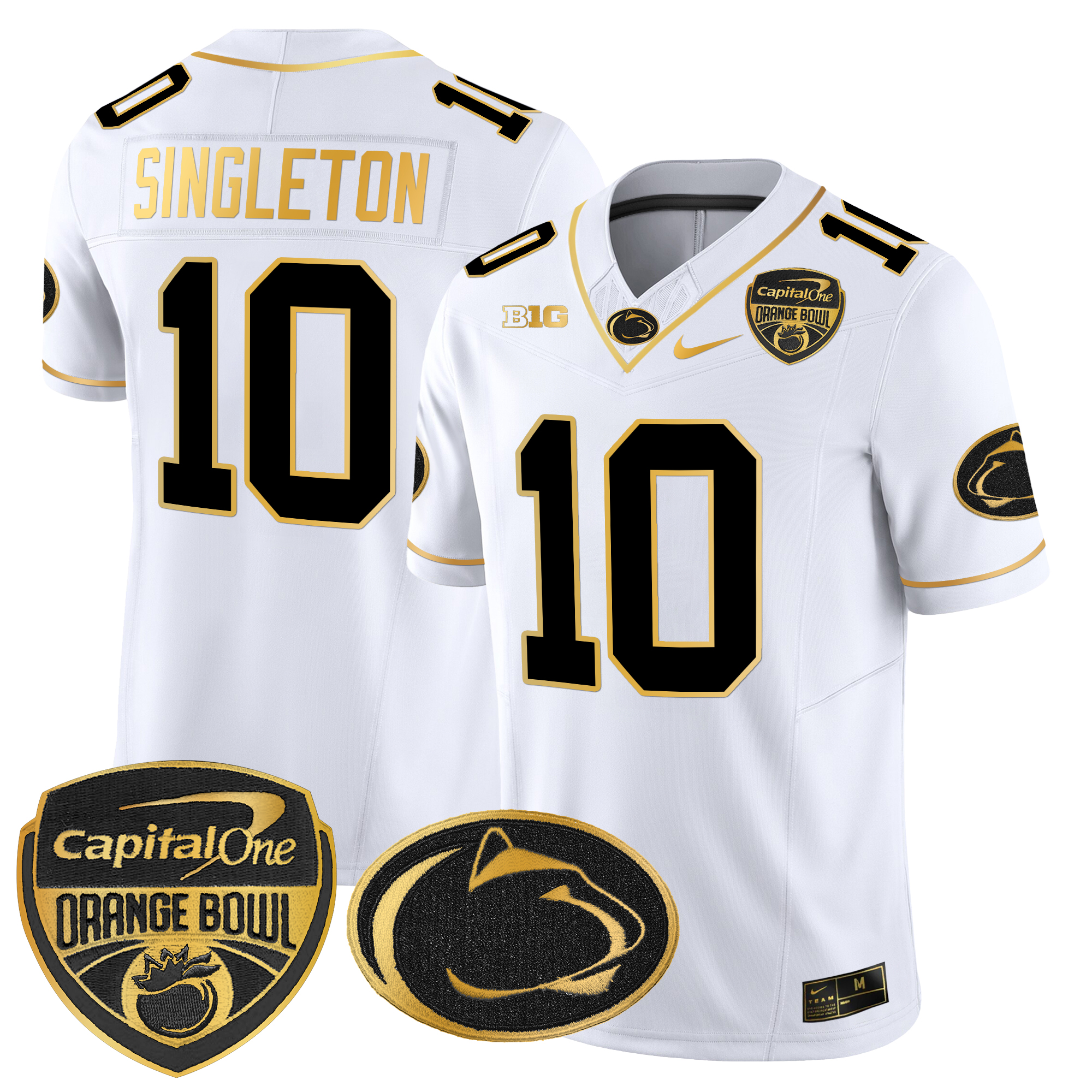 Men's Penn State Nittany Lions Orange Bowl Patch Gold Vapor Limited Jersey - All Stitched