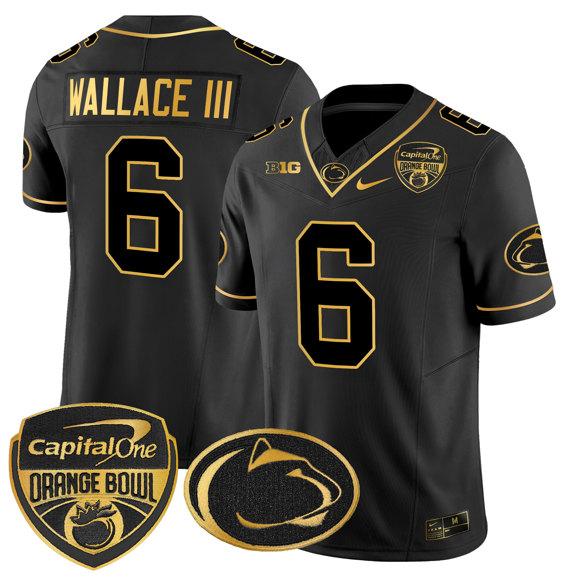 Men's Penn State Nittany Lions Orange Bowl Patch Gold Vapor Limited Jersey - All Stitched