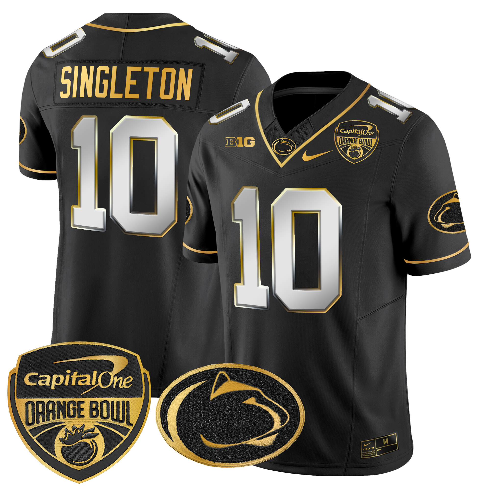 Men's Penn State Nittany Lions Orange Bowl Patch Gold Vapor Limited Jersey - All Stitched