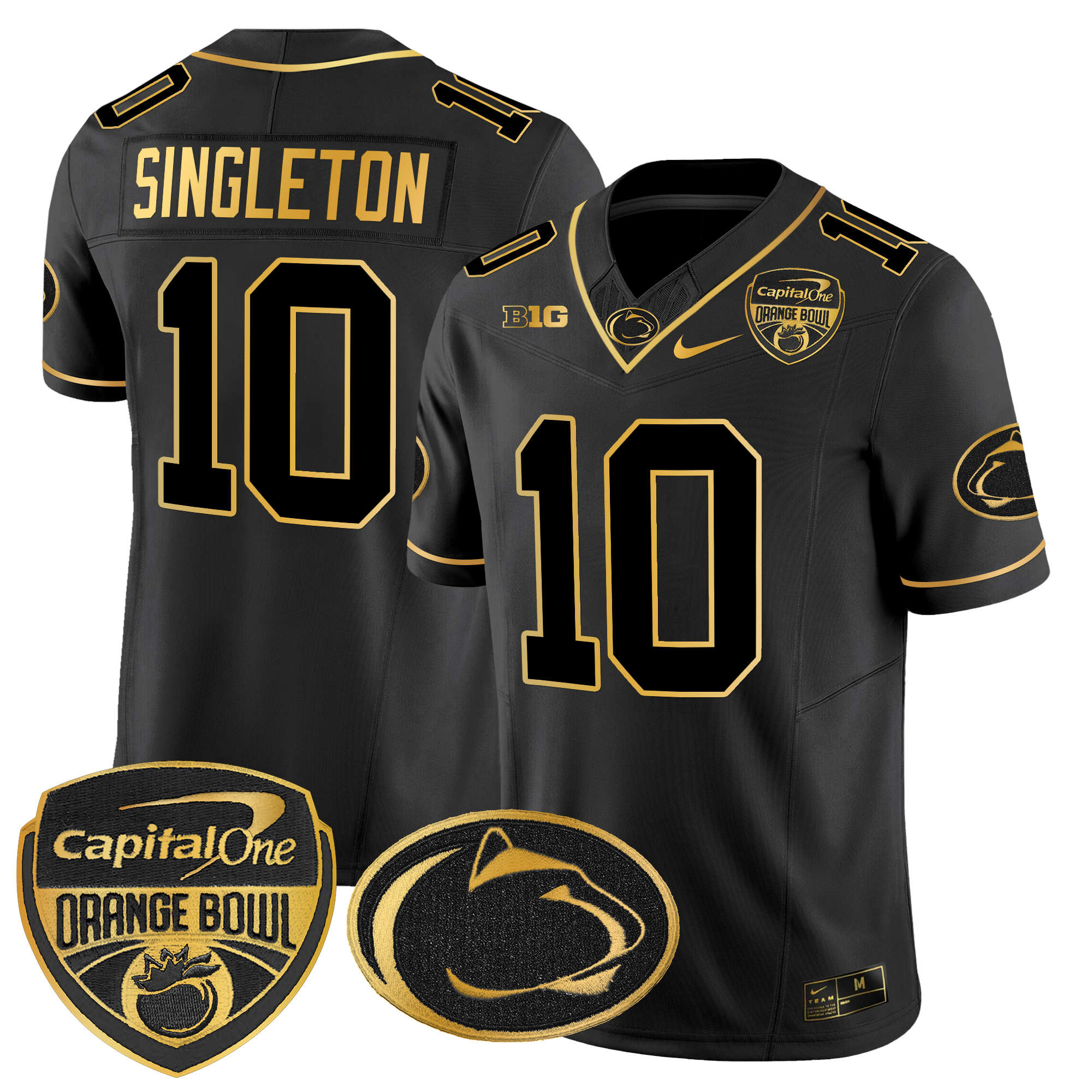 Men's Penn State Nittany Lions Orange Bowl Patch Gold Vapor Limited Jersey - All Stitched