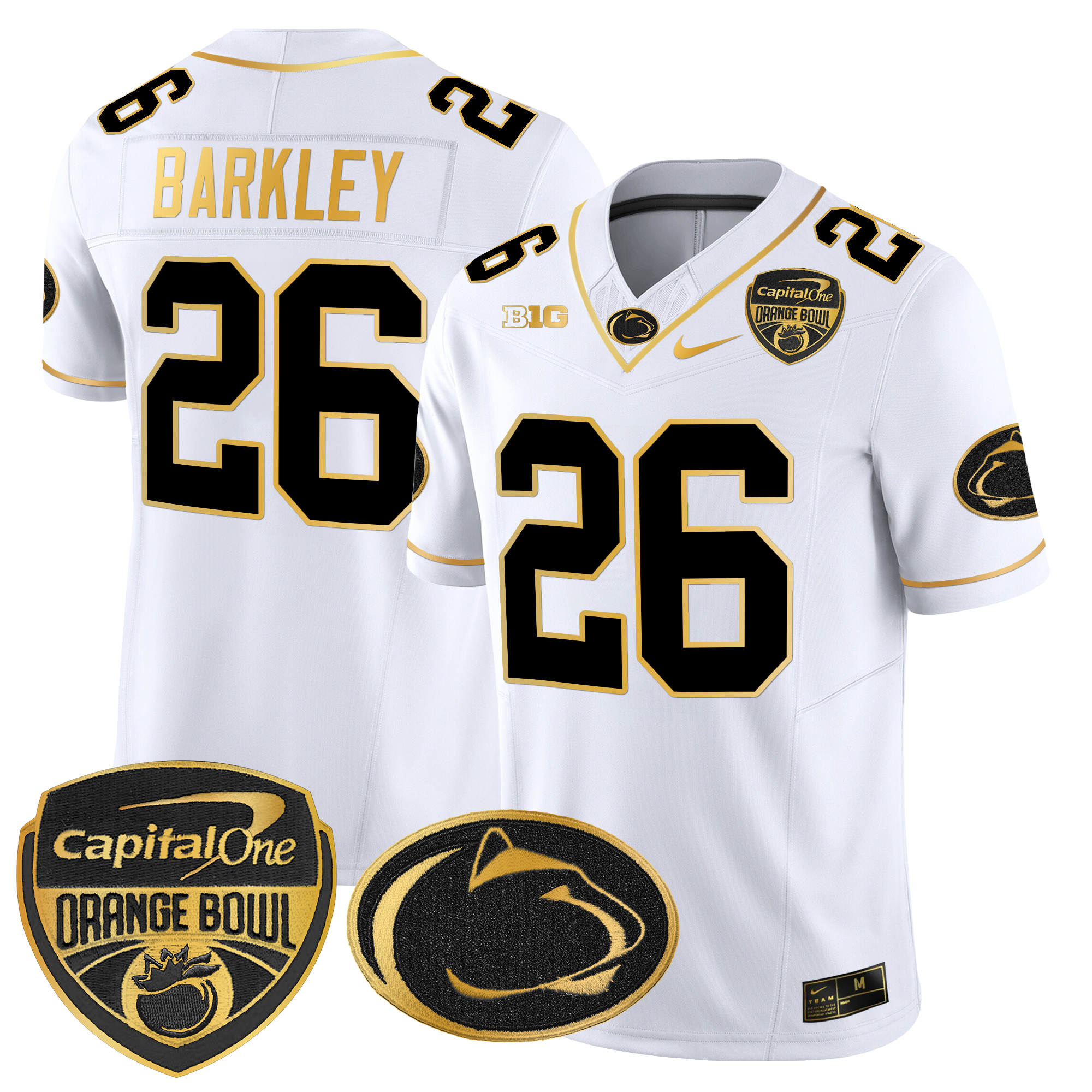 Men's Penn State Nittany Lions Orange Bowl Patch Gold Vapor Limited Jersey - All Stitched