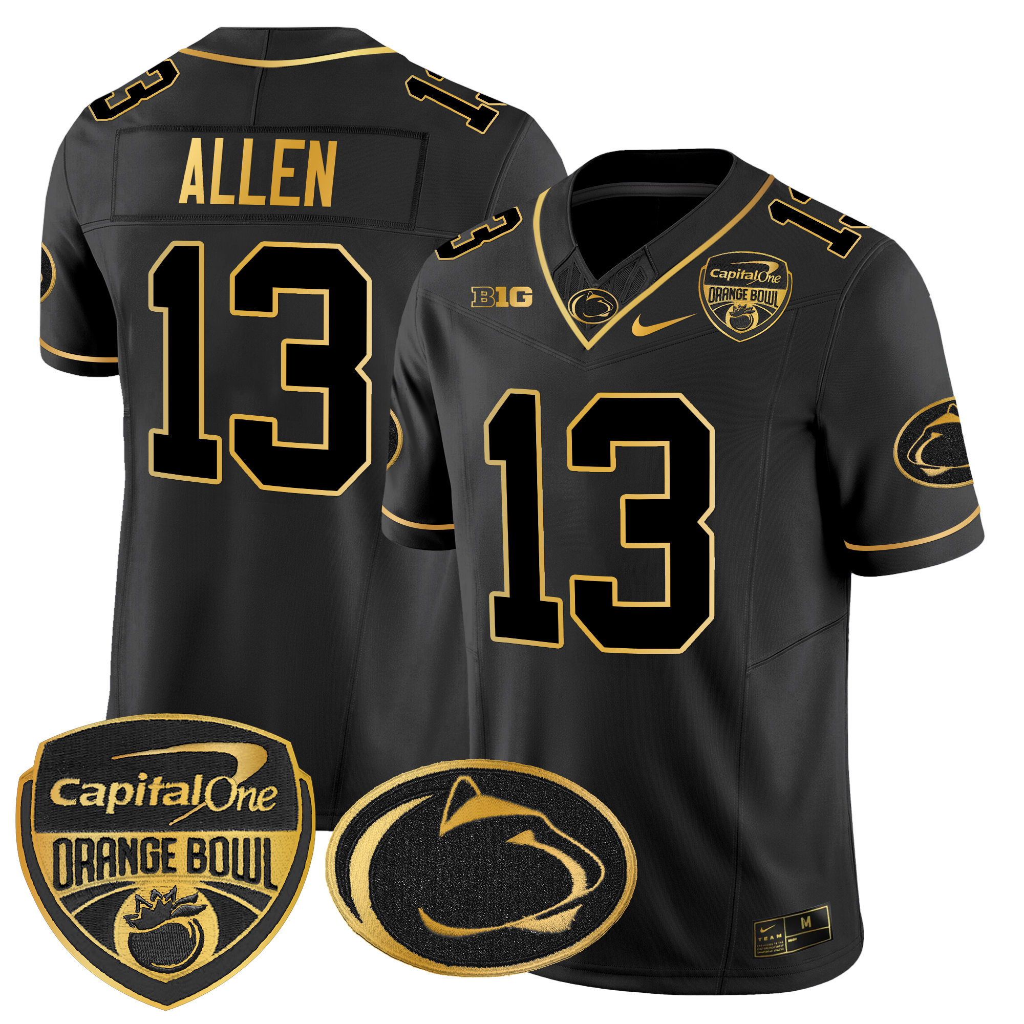 Men's Penn State Nittany Lions Orange Bowl Patch Gold Vapor Limited Jersey - All Stitched
