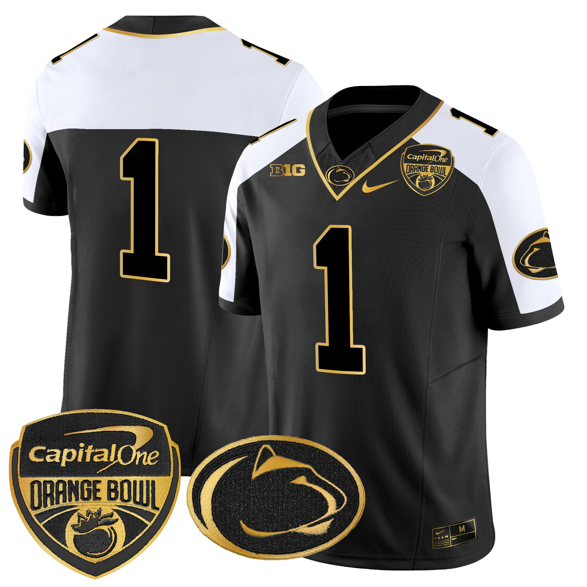 Men's Penn State Nittany Lions Orange Bowl Patch Gold Vapor Limited Jersey - All Stitched