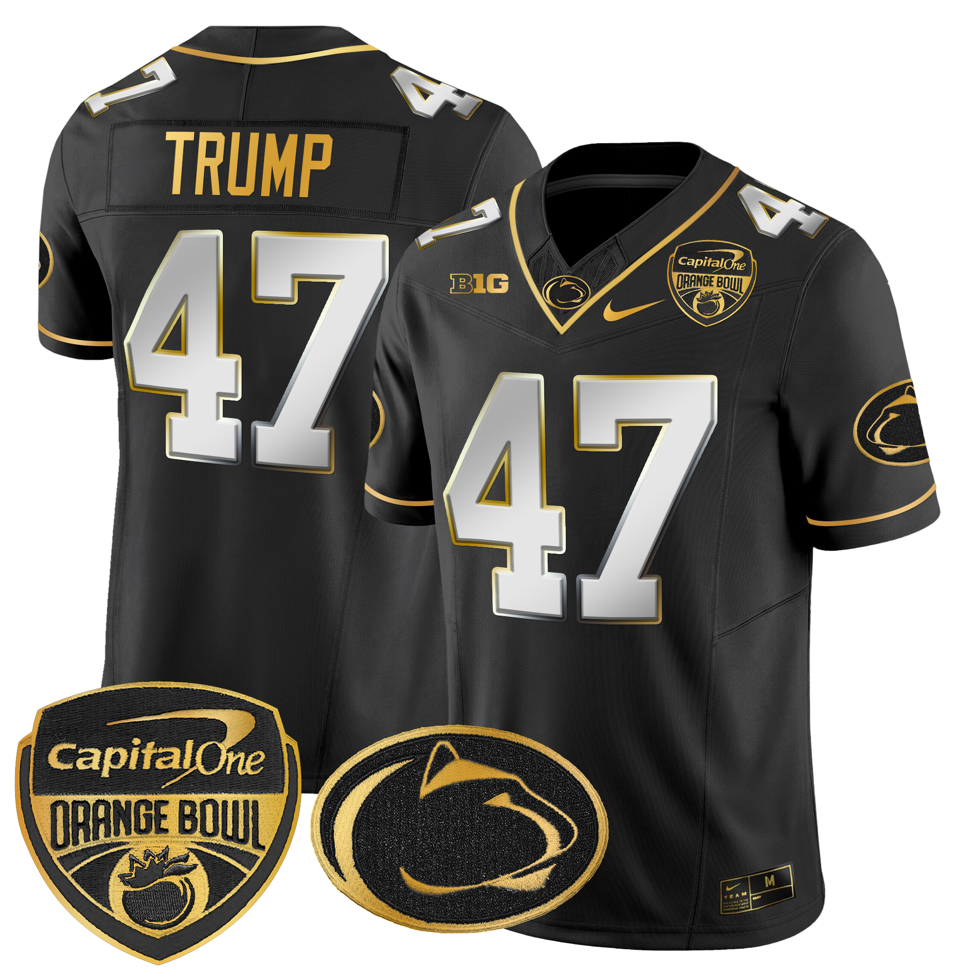 Men's Penn State Nittany Lions Orange Bowl Patch Gold Vapor Limited Jersey - All Stitched
