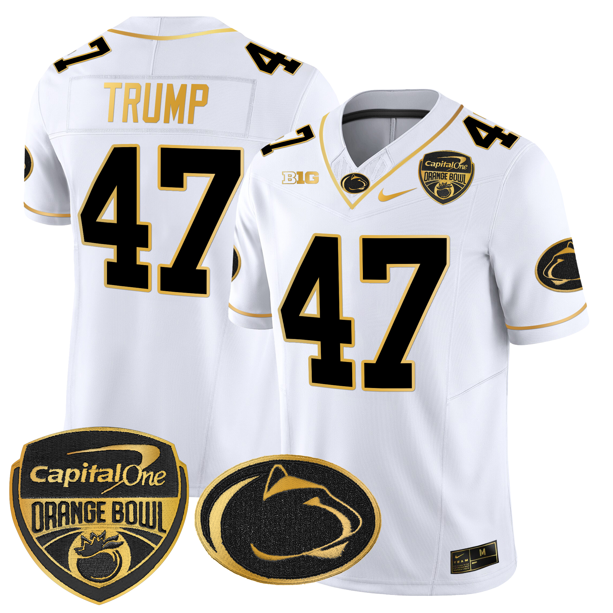 Men's Penn State Nittany Lions Orange Bowl Patch Gold Vapor Limited Jersey - All Stitched