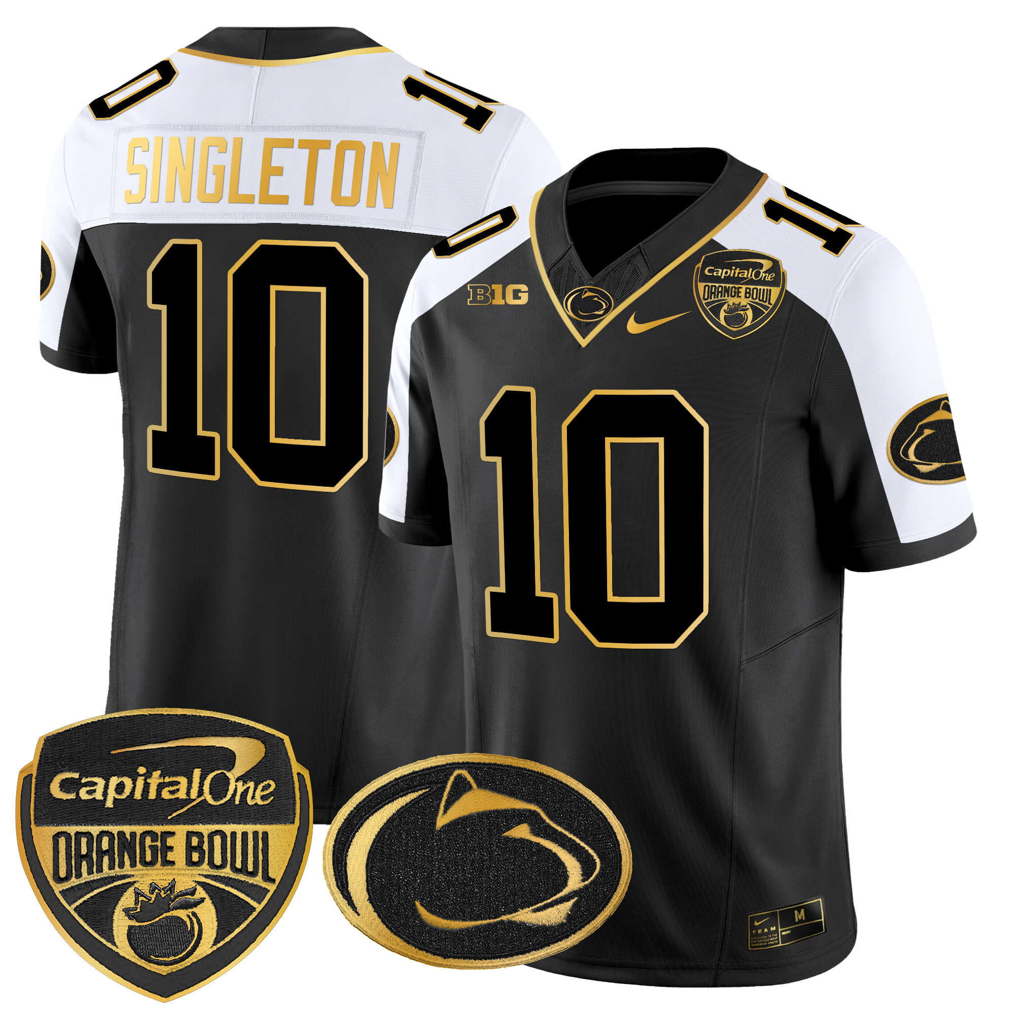Men's Penn State Nittany Lions Orange Bowl Patch Gold Vapor Limited Jersey - All Stitched