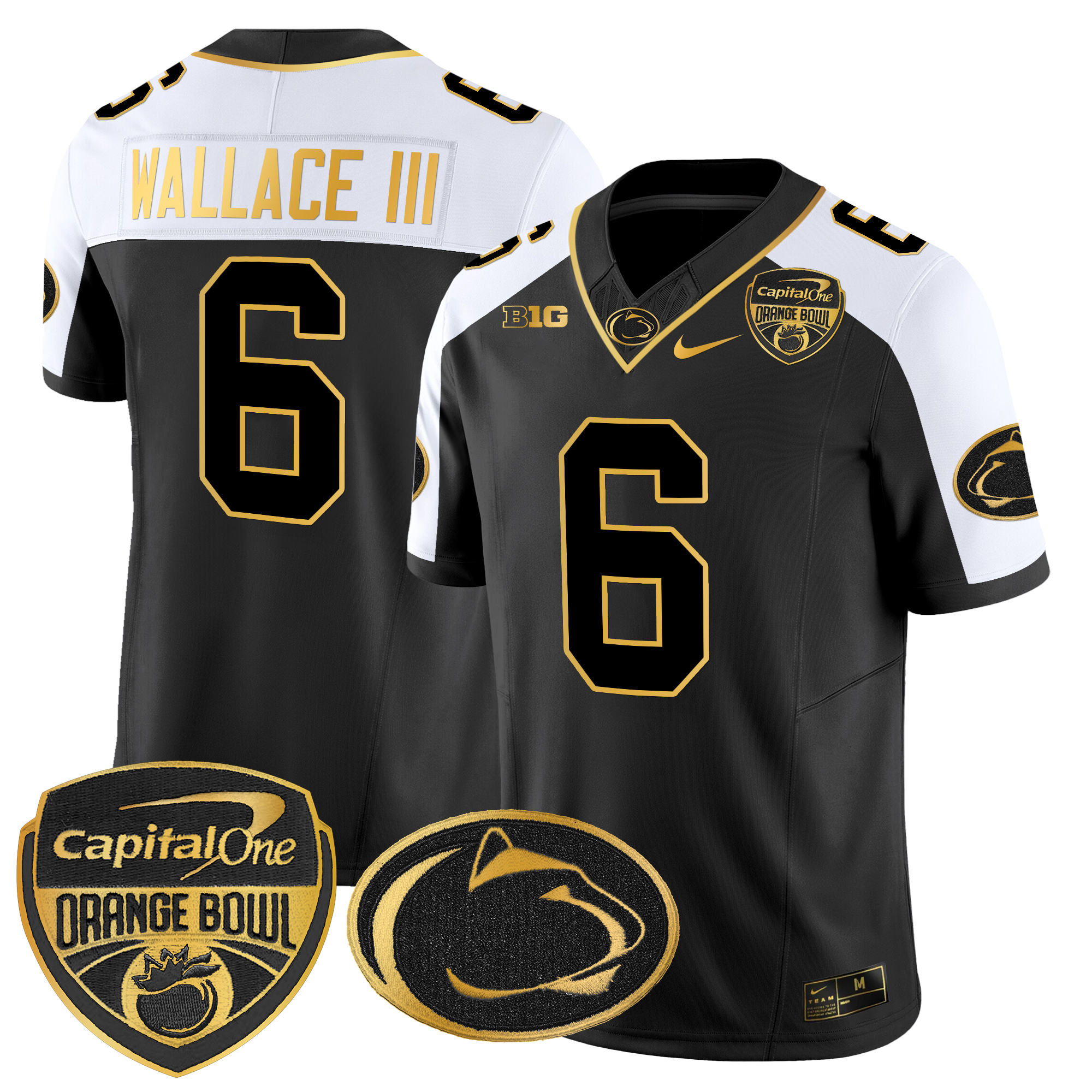 Men's Penn State Nittany Lions Orange Bowl Patch Gold Vapor Limited Jersey - All Stitched