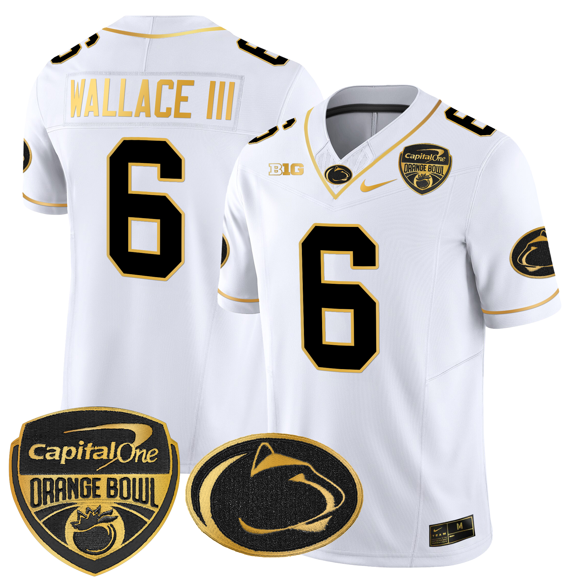 Men's Penn State Nittany Lions Orange Bowl Patch Gold Vapor Limited Jersey - All Stitched