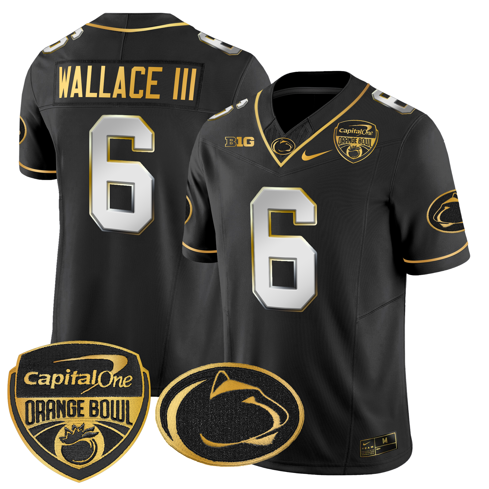 Men's Penn State Nittany Lions Orange Bowl Patch Gold Vapor Limited Jersey - All Stitched