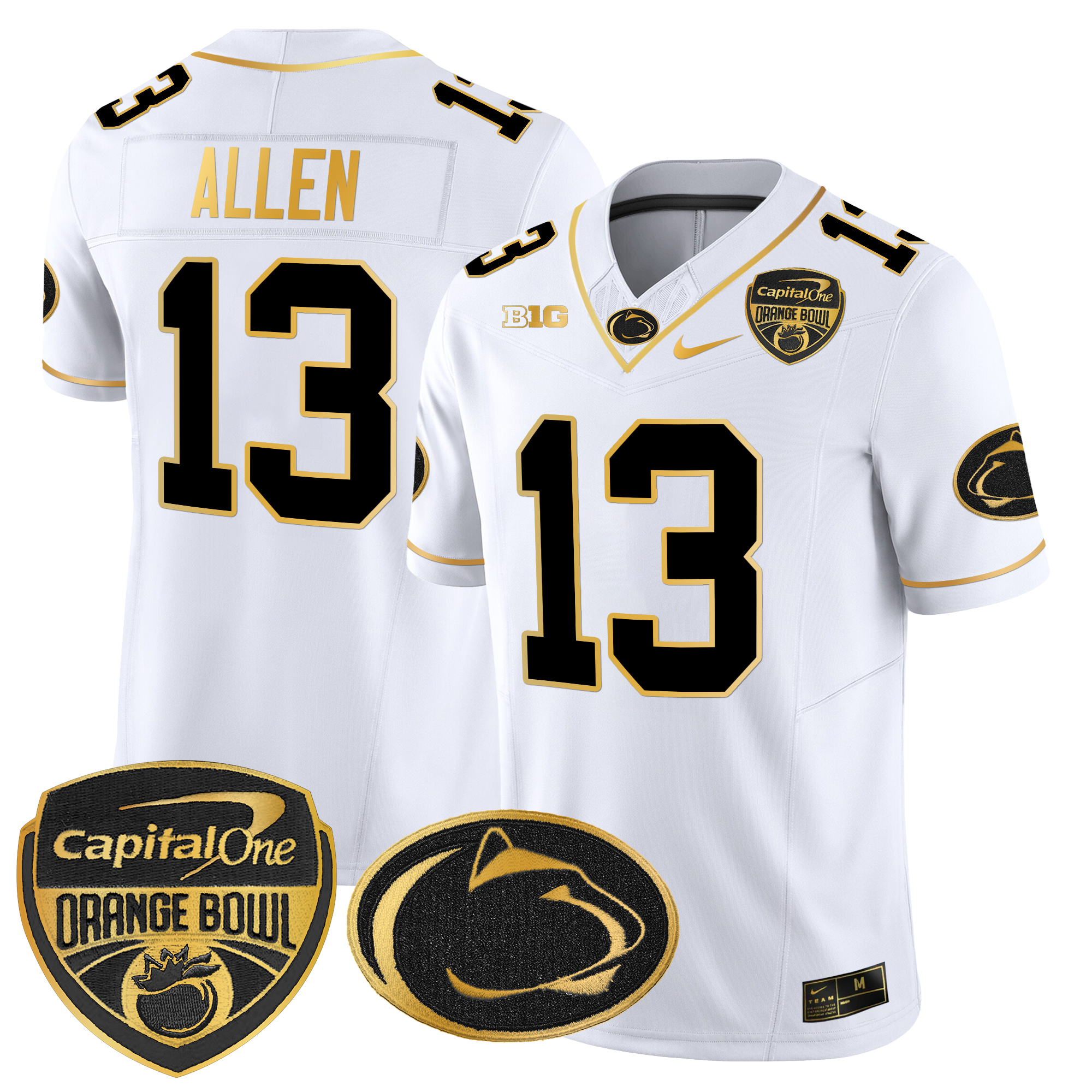 Men's Penn State Nittany Lions Orange Bowl Patch Gold Vapor Limited Jersey - All Stitched