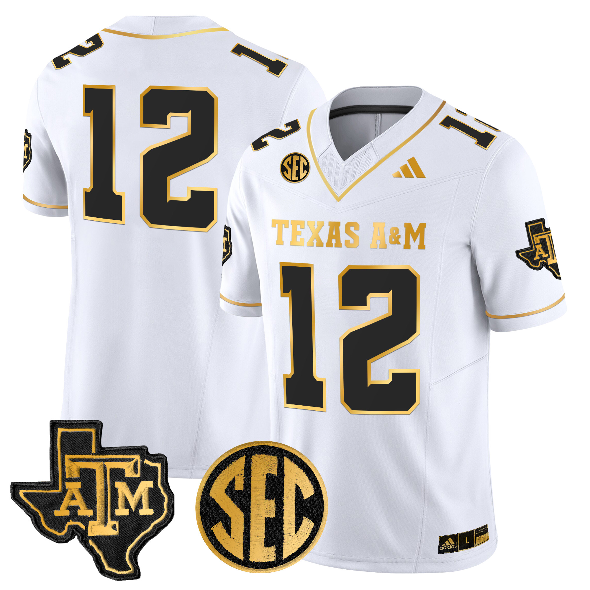 Men's Texas A&M Aggies 2024 Gold Vapor Limited Jersey - All Stitched