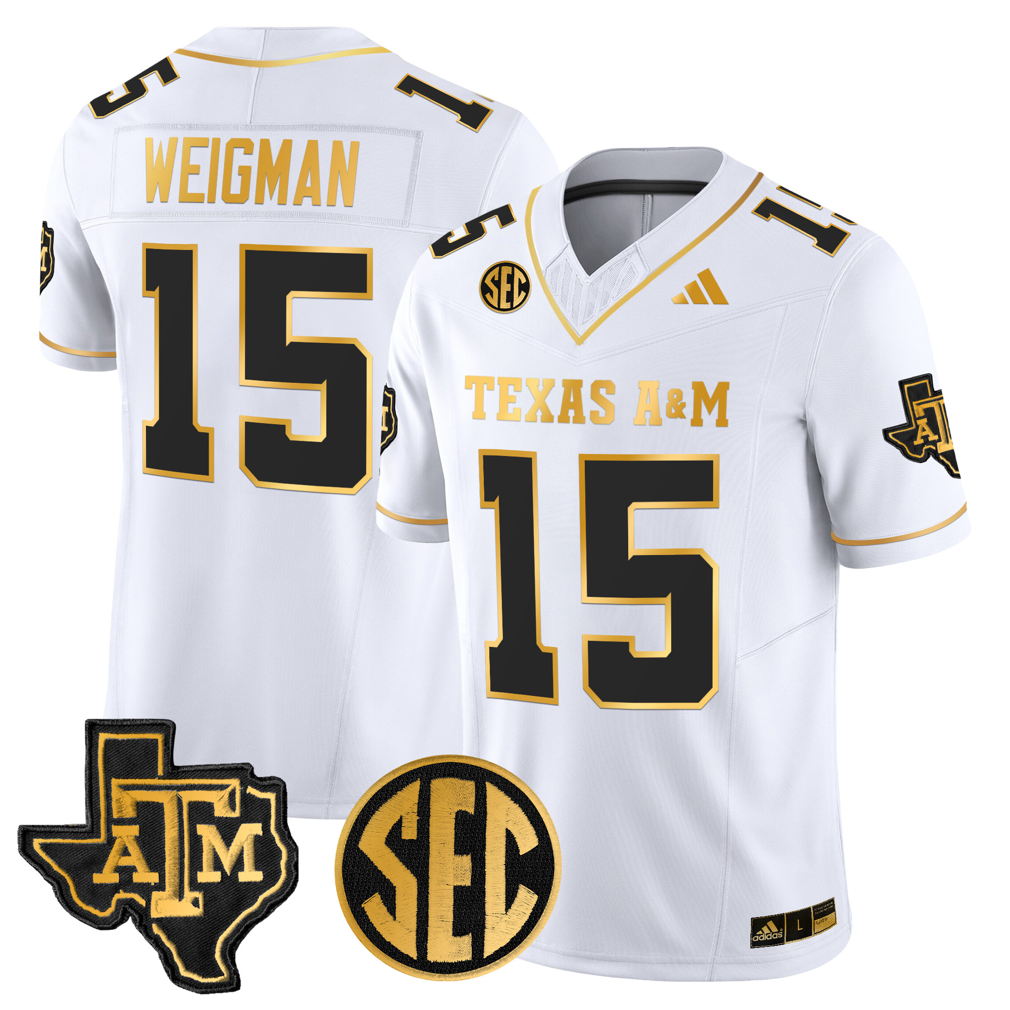 Men's Texas A&M Aggies 2024 Gold Vapor Limited Jersey - All Stitched
