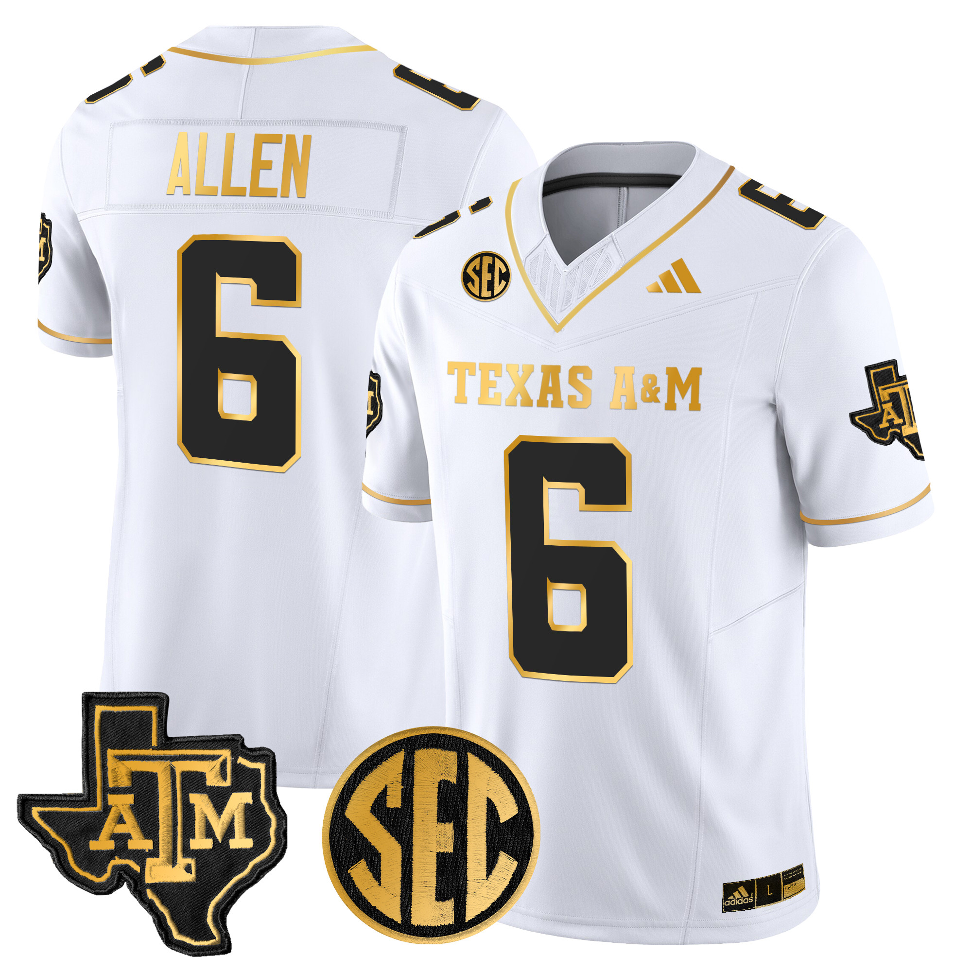 Men's Texas A&M Aggies 2024 Gold Vapor Limited Jersey - All Stitched