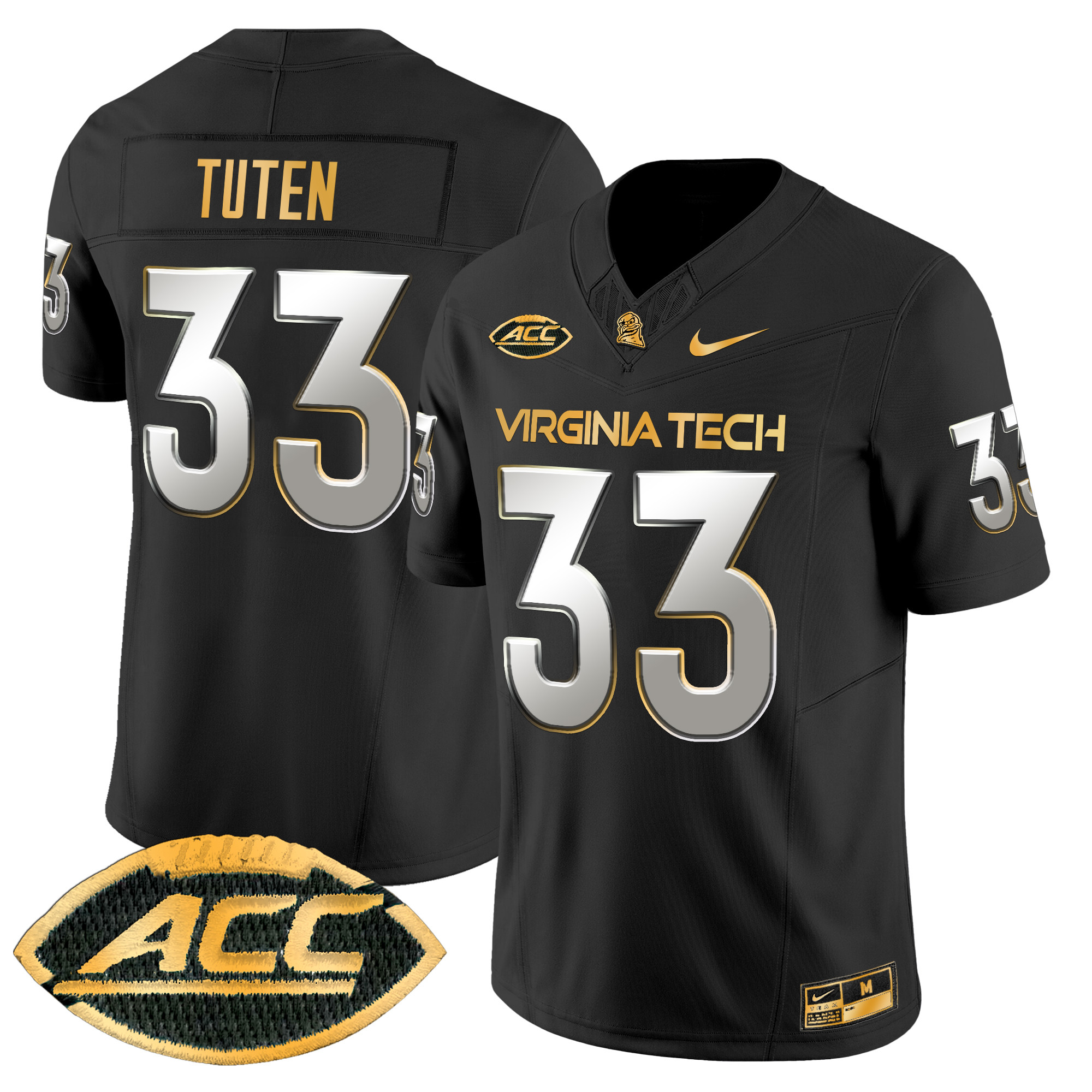 Men's Virginia Tech Hokies 2024 Gold Vapor Limited Jersey - All Stitched