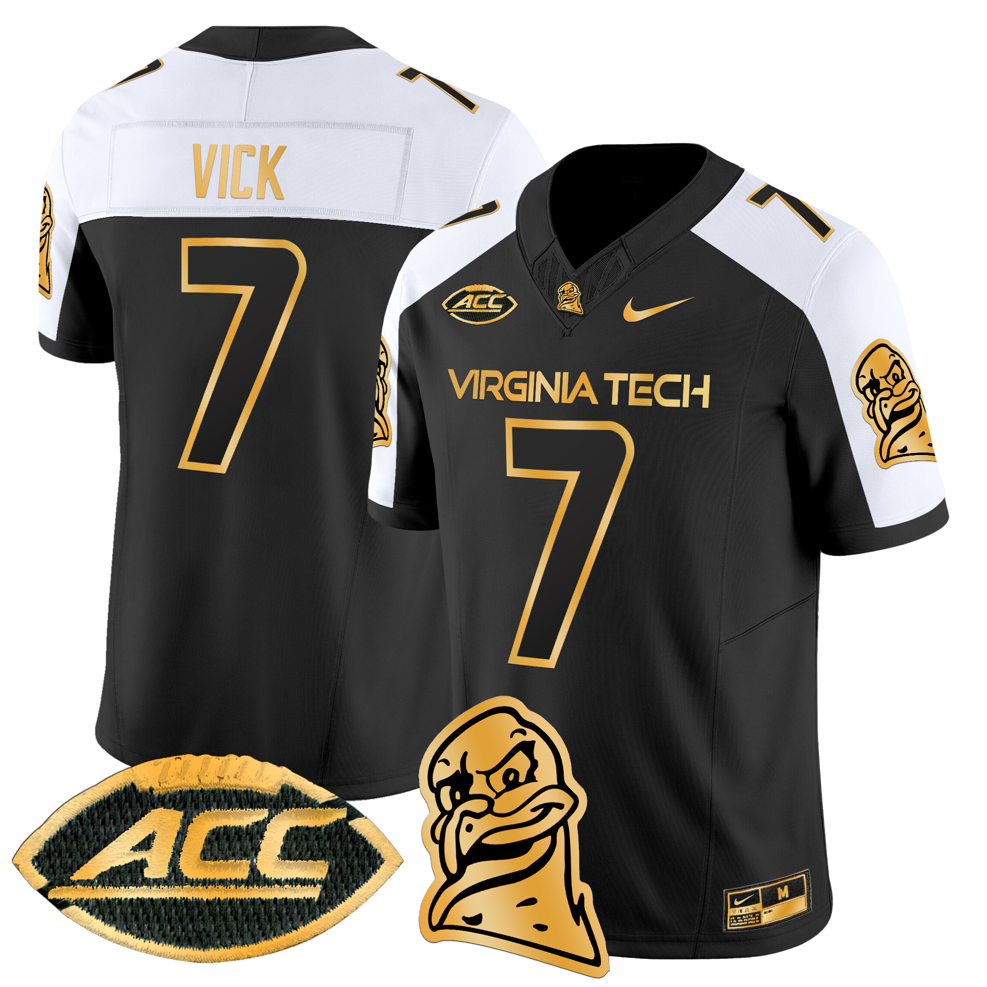 Men's Virginia Tech Hokies 2024 Gold Vapor Limited Jersey - All Stitched