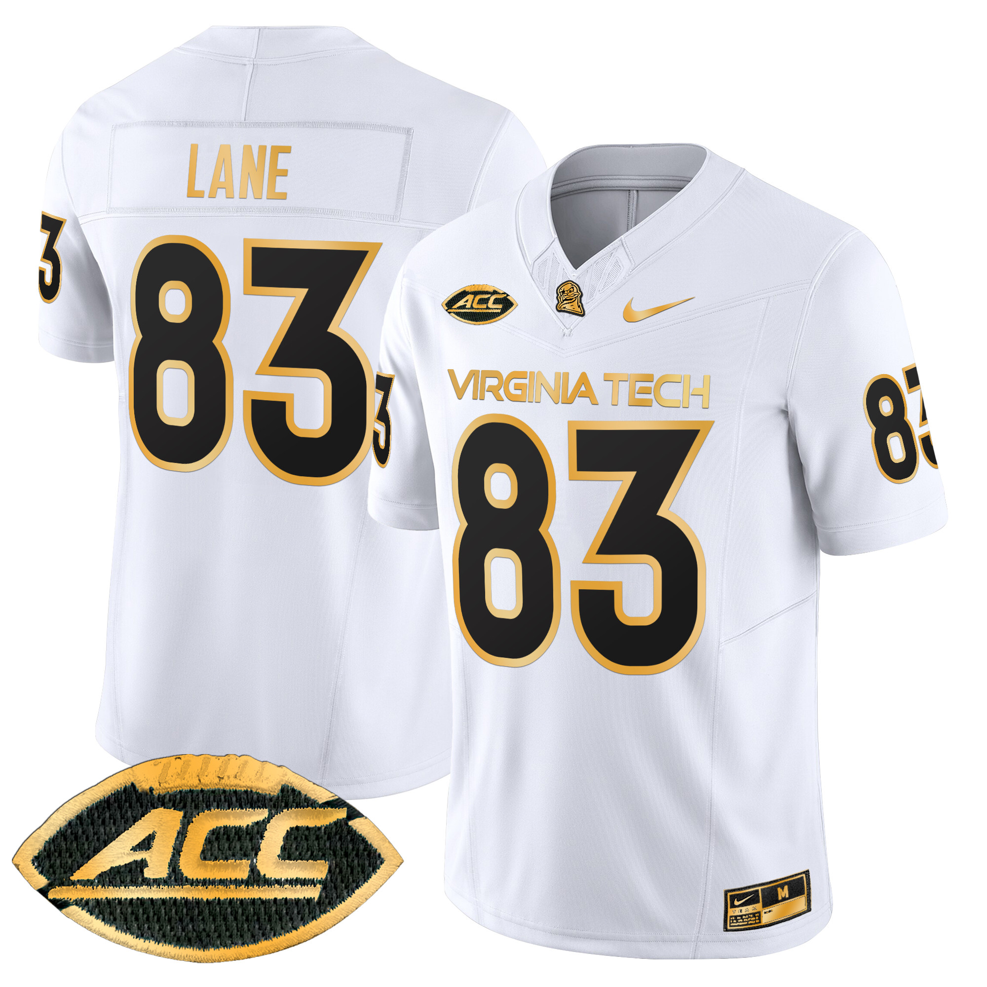 Men's Virginia Tech Hokies 2024 Gold Vapor Limited Jersey - All Stitched