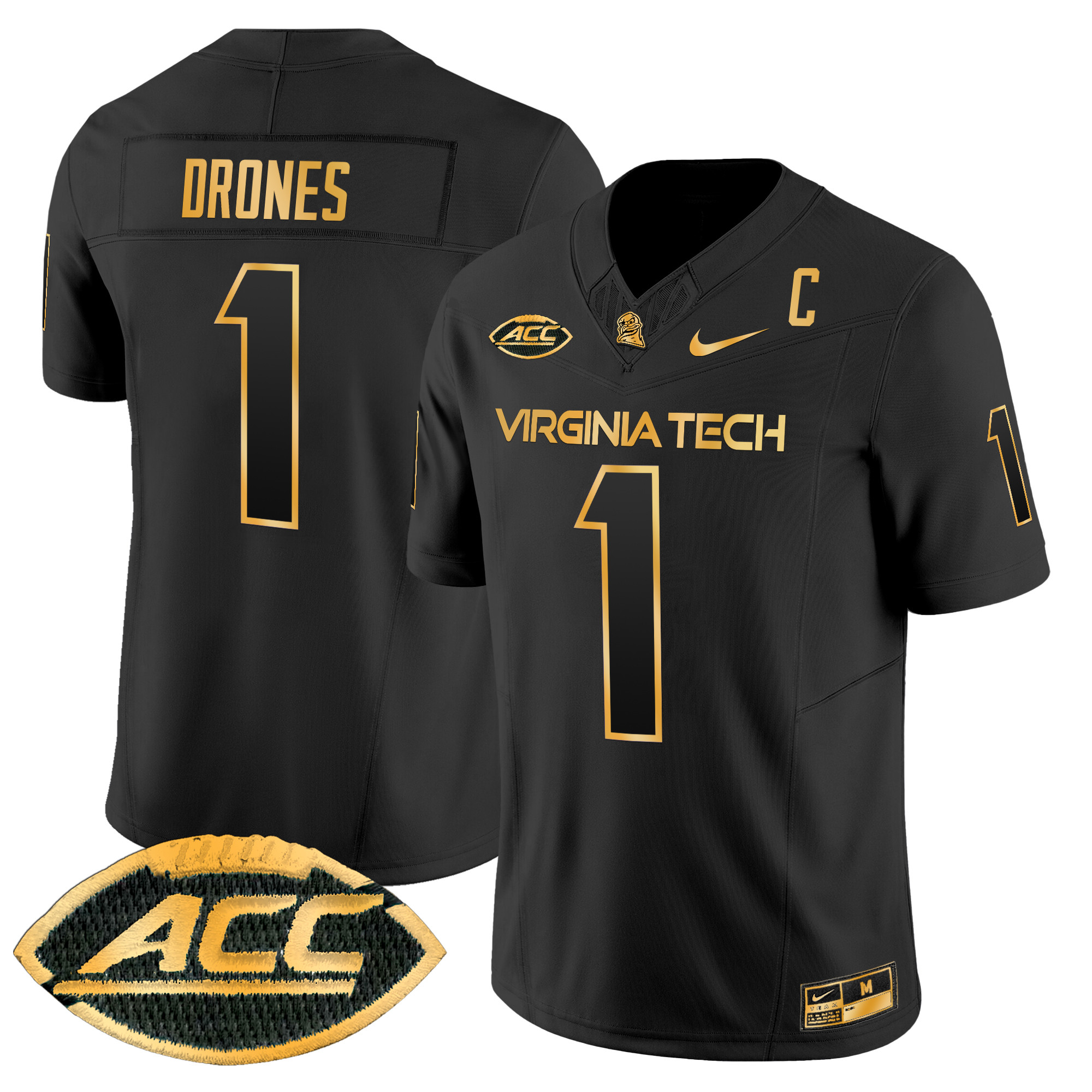 Men's Virginia Tech Hokies 2024 Gold Vapor Limited Jersey - All Stitched