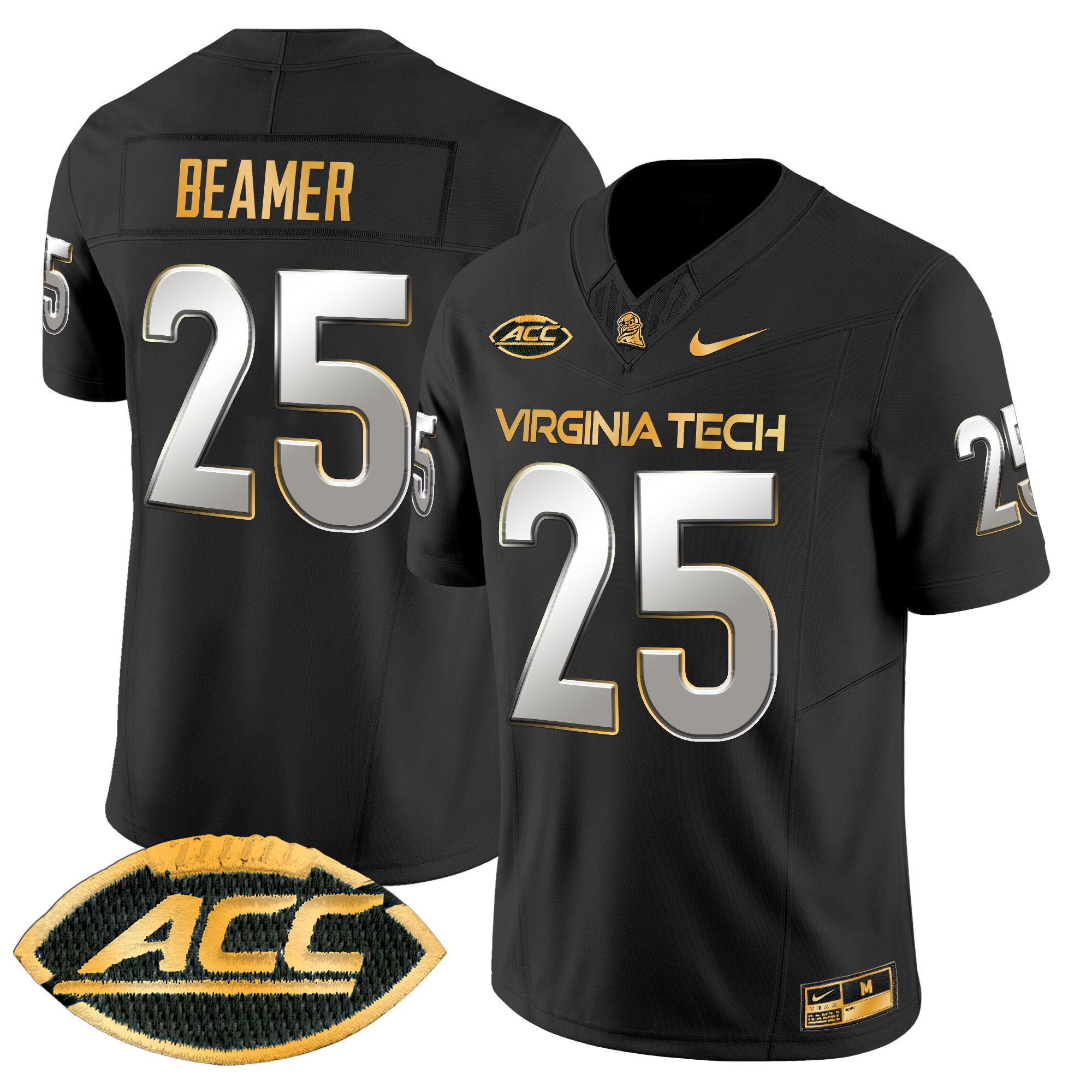 Men's Virginia Tech Hokies 2024 Gold Vapor Limited Jersey - All Stitched