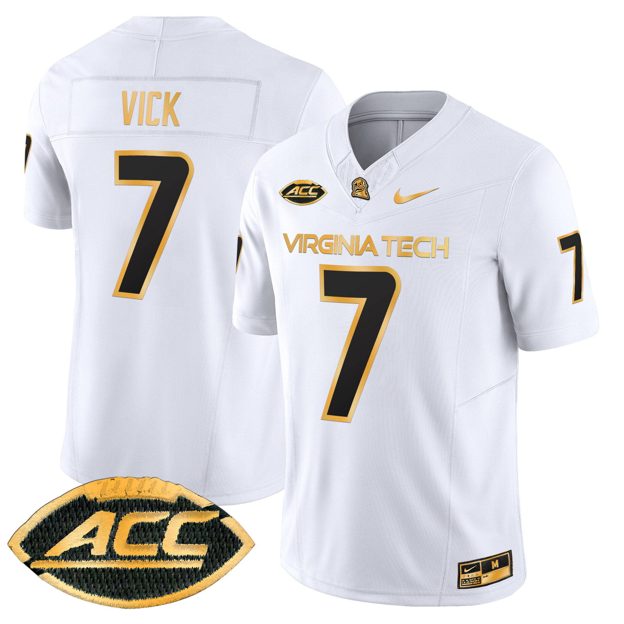 Men's Virginia Tech Hokies 2024 Gold Vapor Limited Jersey - All Stitched