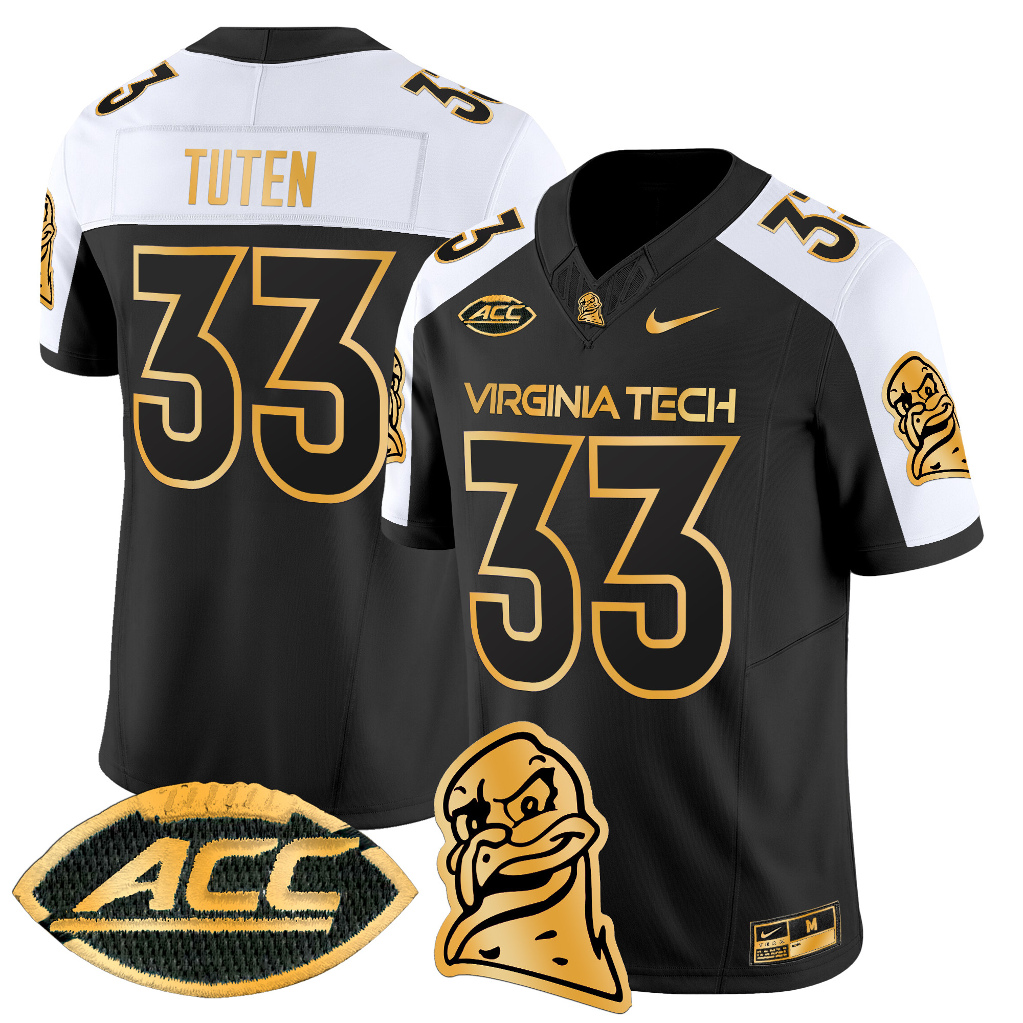 Men's Virginia Tech Hokies 2024 Gold Vapor Limited Jersey - All Stitched