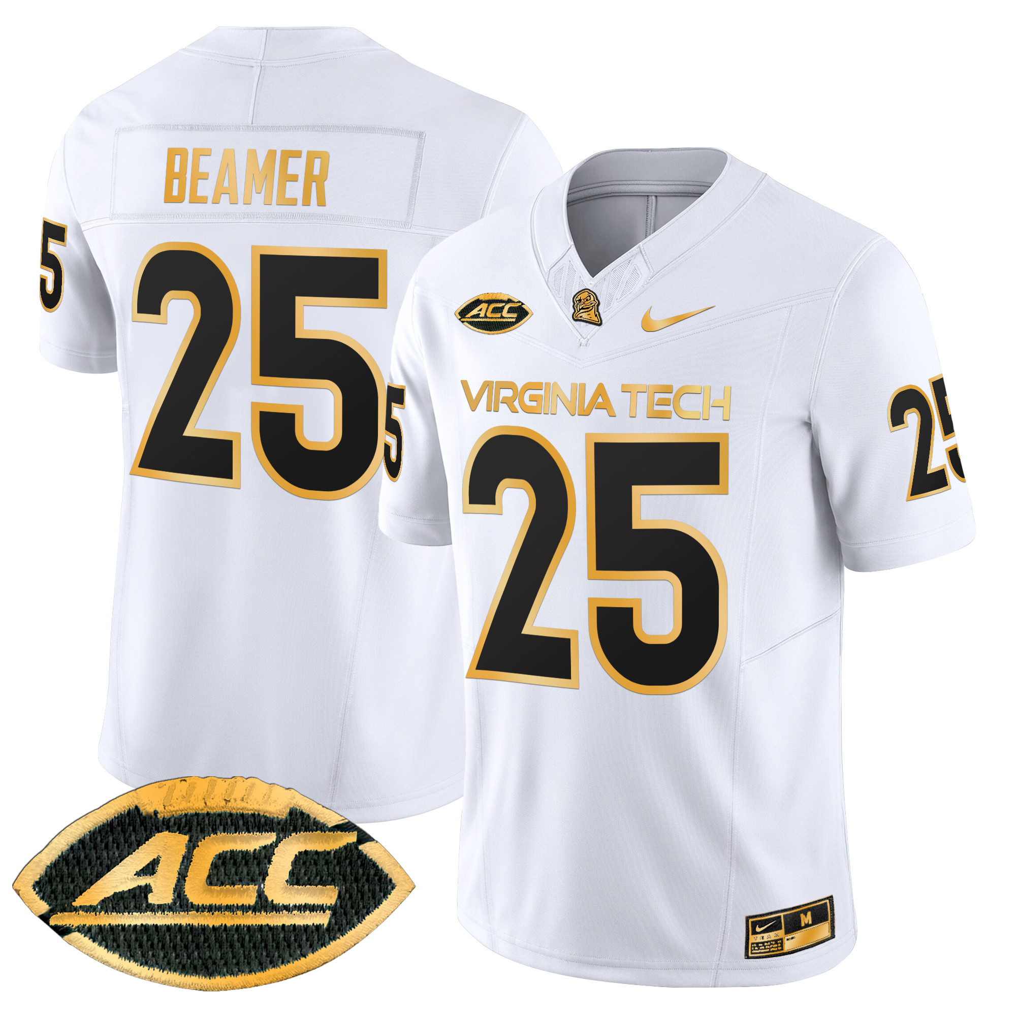 Men's Virginia Tech Hokies 2024 Gold Vapor Limited Jersey - All Stitched