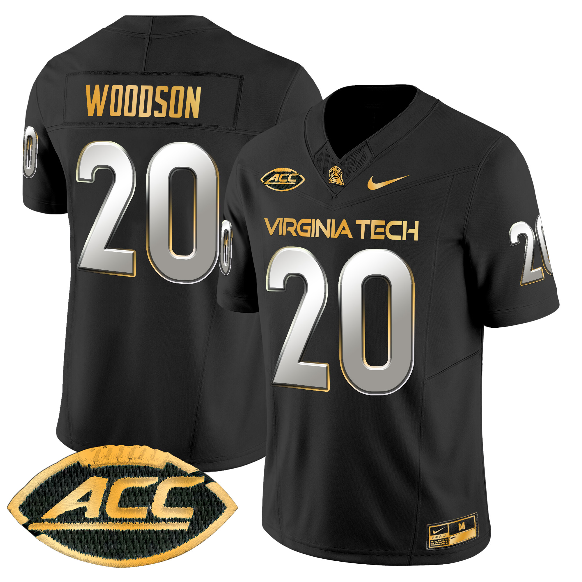 Men's Virginia Tech Hokies 2024 Gold Vapor Limited Jersey - All Stitched