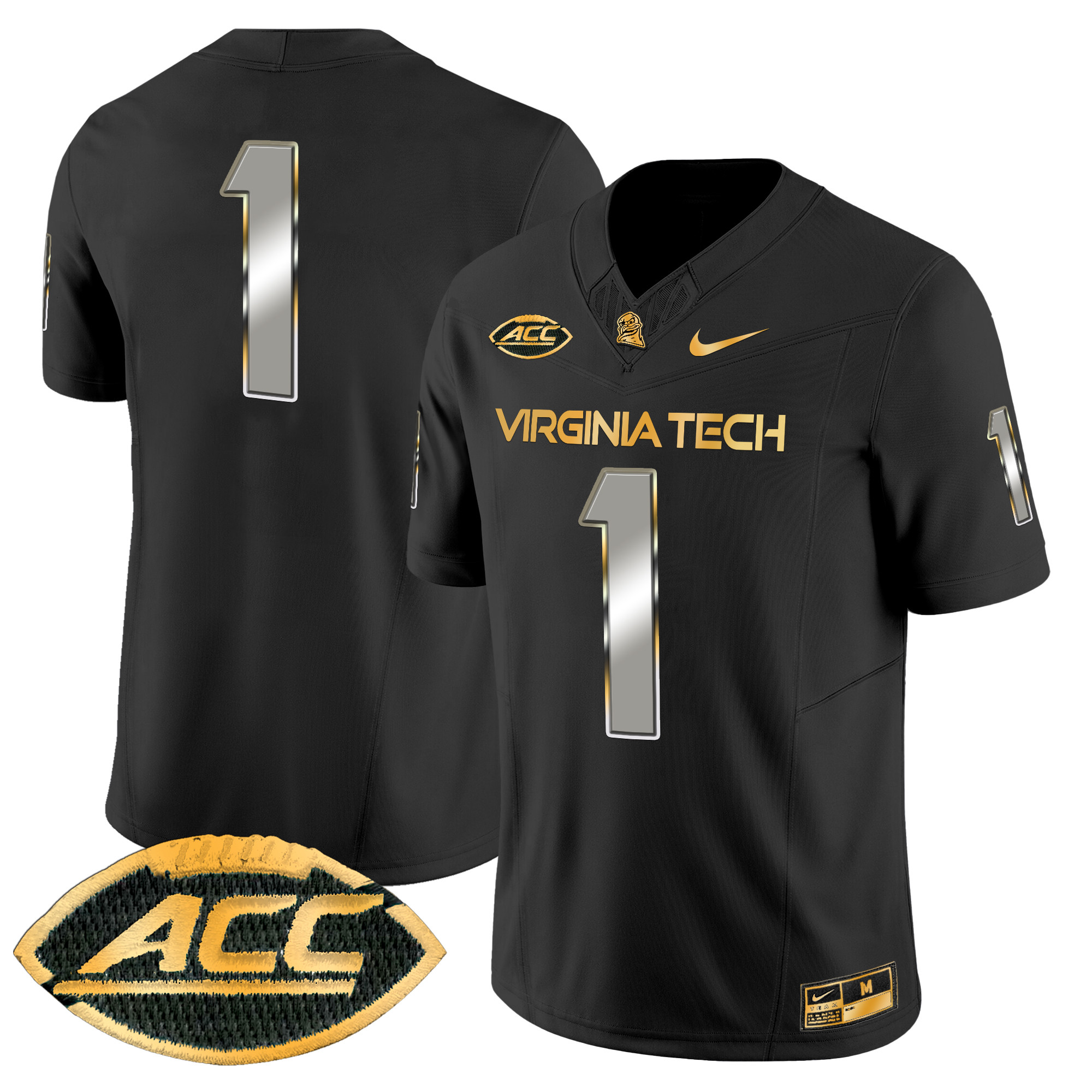 Men's Virginia Tech Hokies 2024 Gold Vapor Limited Jersey - All Stitched