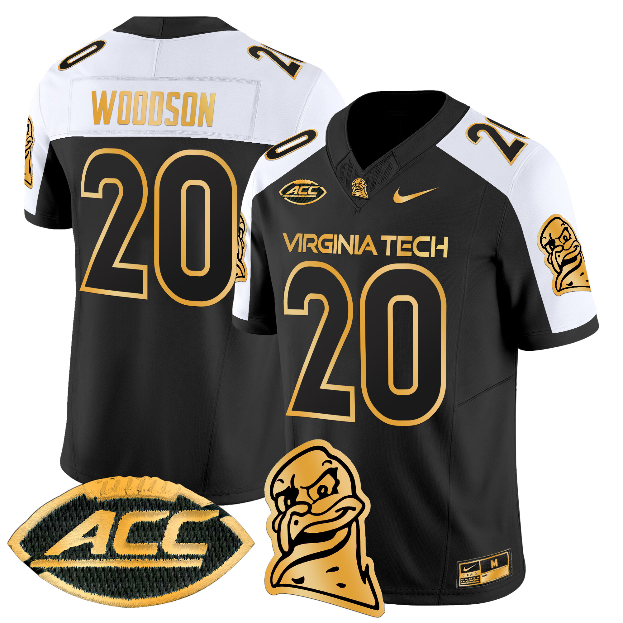 Men's Virginia Tech Hokies 2024 Gold Vapor Limited Jersey - All Stitched