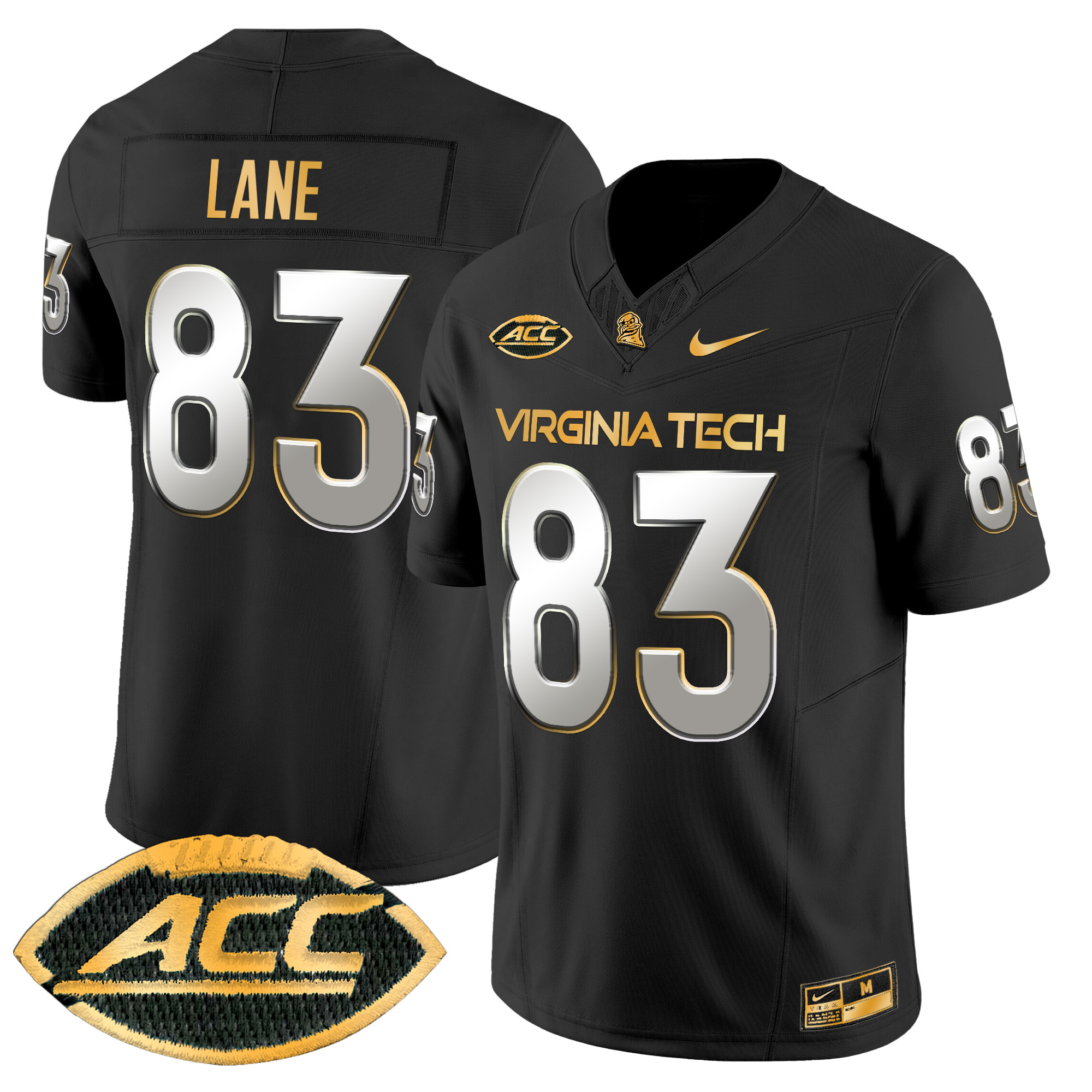 Men's Virginia Tech Hokies 2024 Gold Vapor Limited Jersey - All Stitched