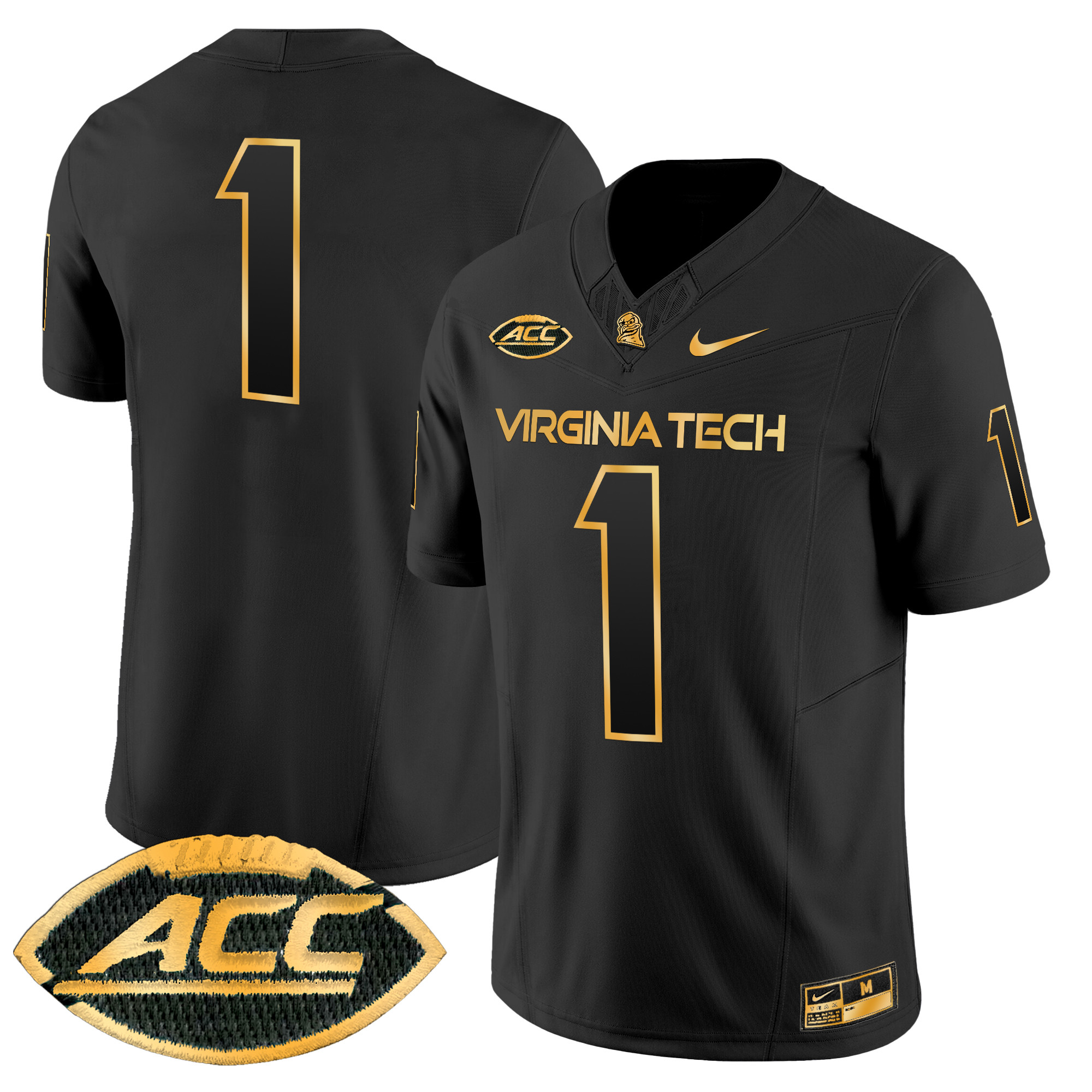Men's Virginia Tech Hokies 2024 Gold Vapor Limited Jersey - All Stitched