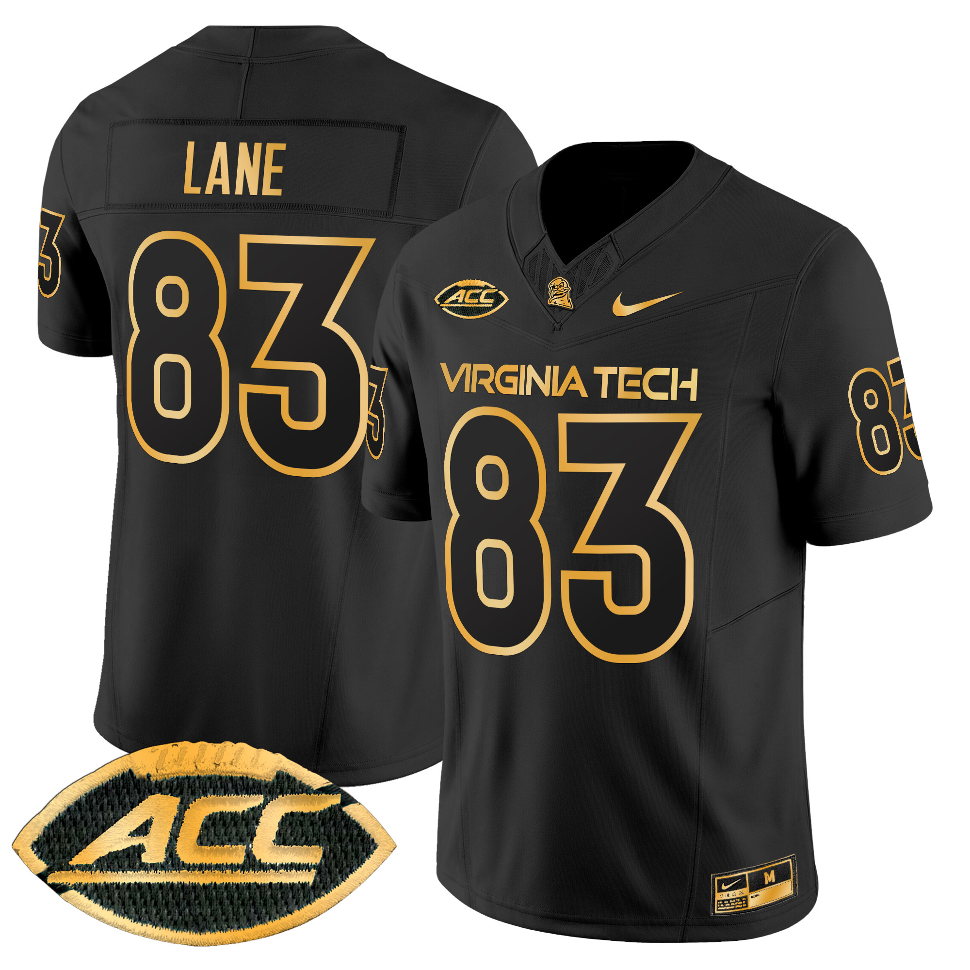 Men's Virginia Tech Hokies 2024 Gold Vapor Limited Jersey - All Stitched