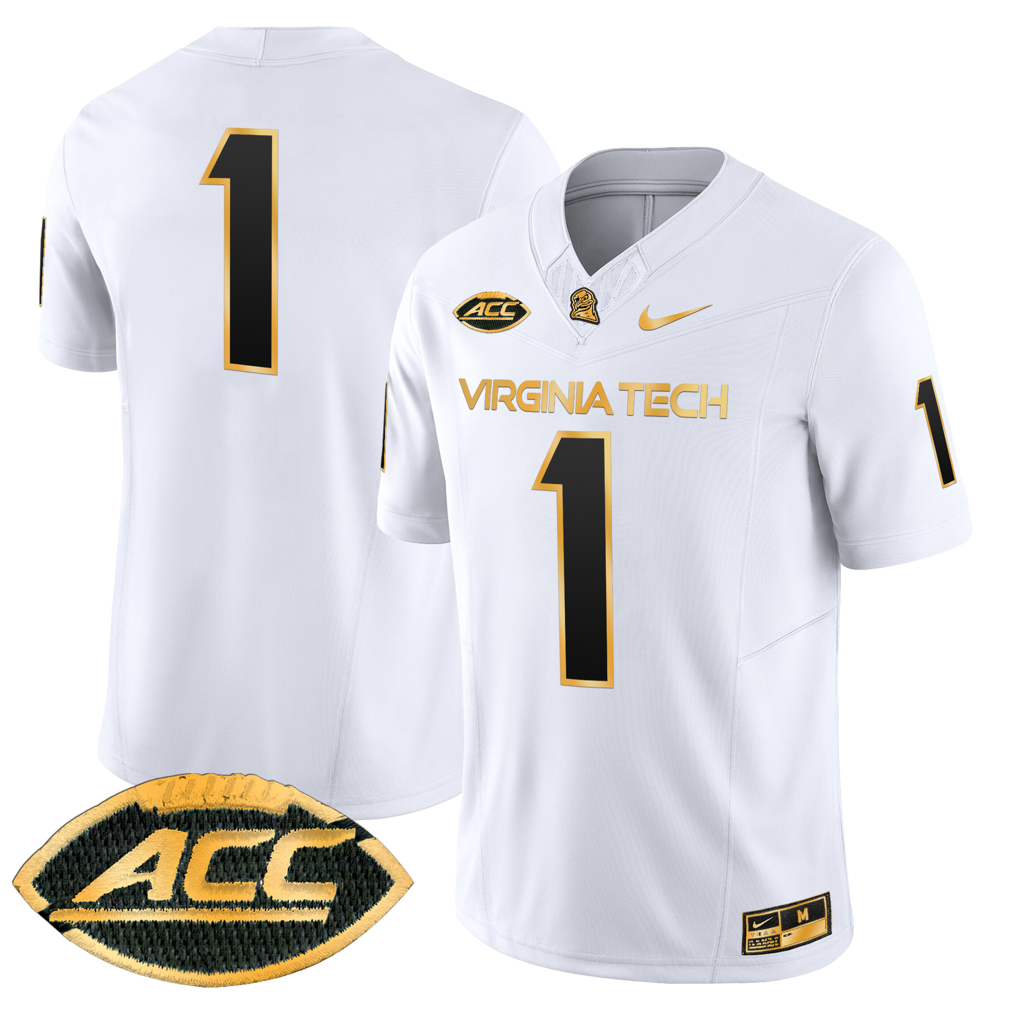 Men's Virginia Tech Hokies 2024 Gold Vapor Limited Jersey - All Stitched