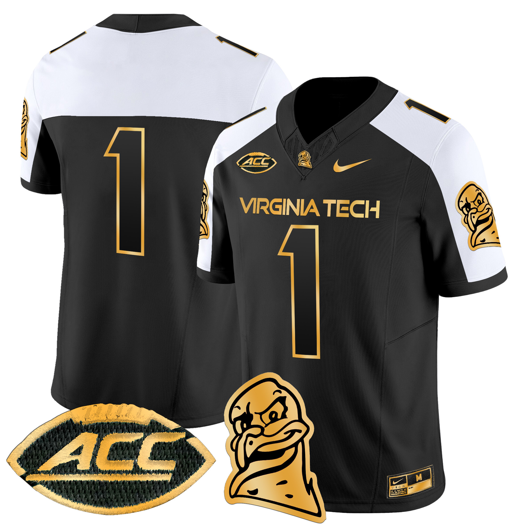 Men's Virginia Tech Hokies 2024 Gold Vapor Limited Jersey - All Stitched