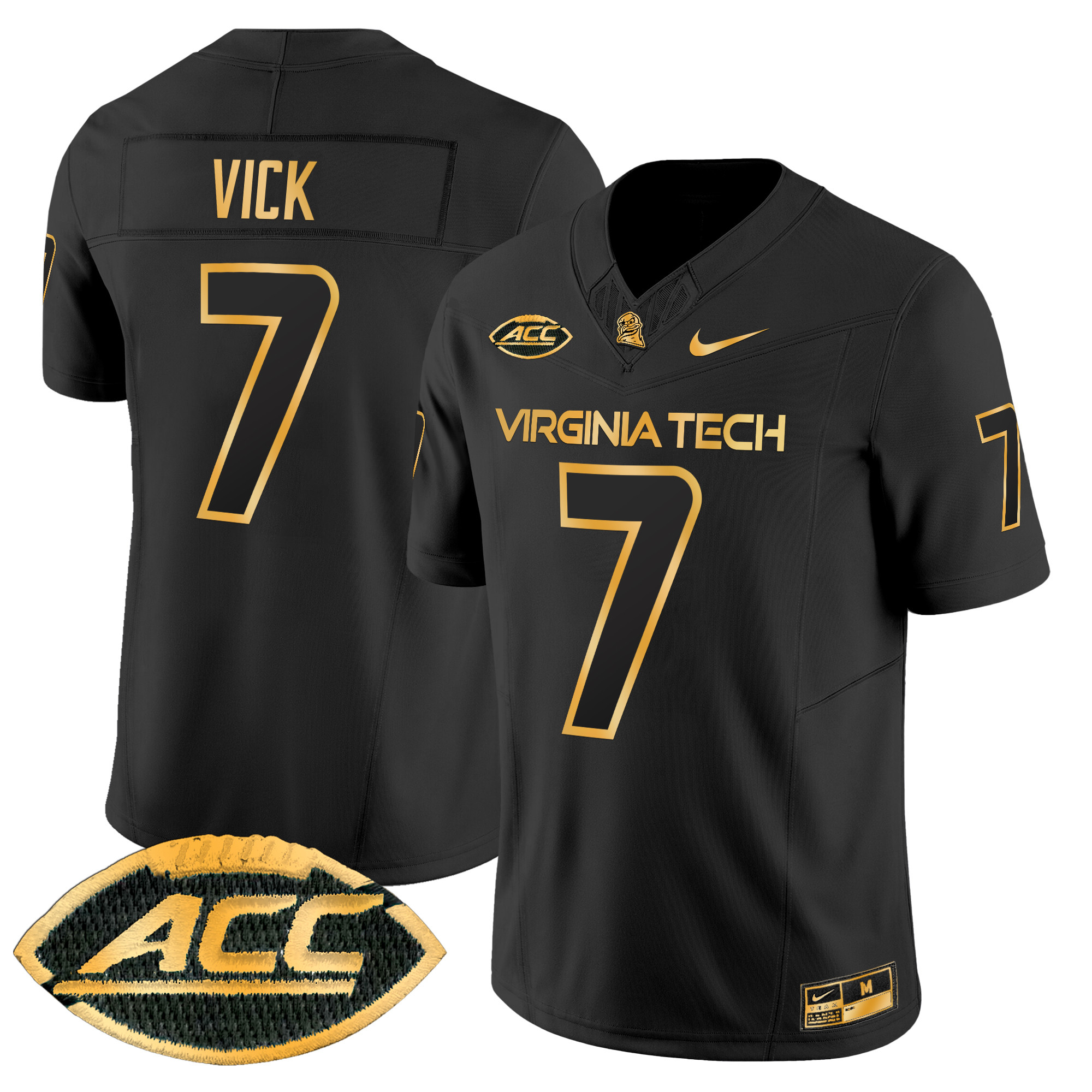 Men's Virginia Tech Hokies 2024 Gold Vapor Limited Jersey - All Stitched