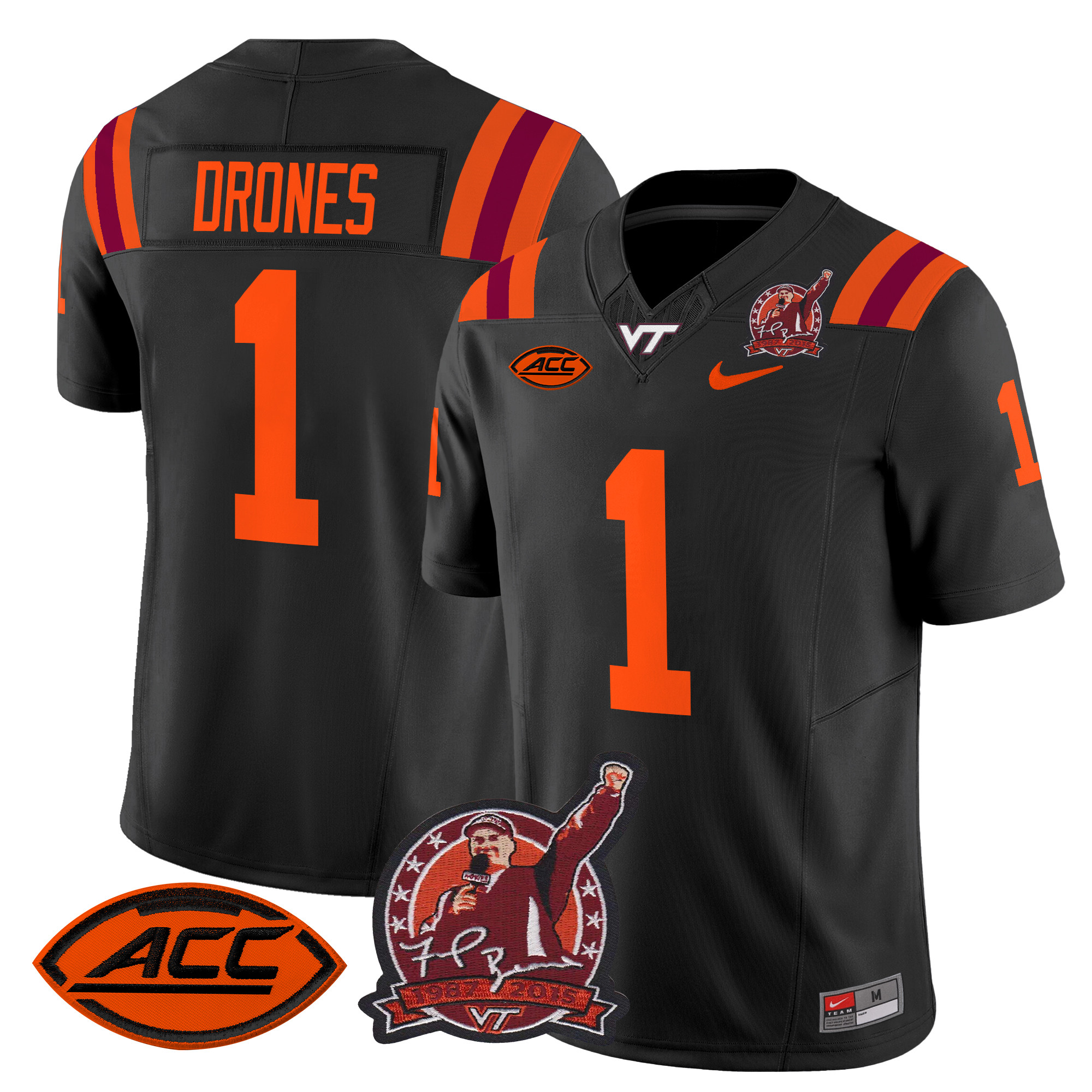 Men's Virginia Tech Hokies Coach Frank Beamer Patch 2024 Vapor Limited Jersey - All Stitched
