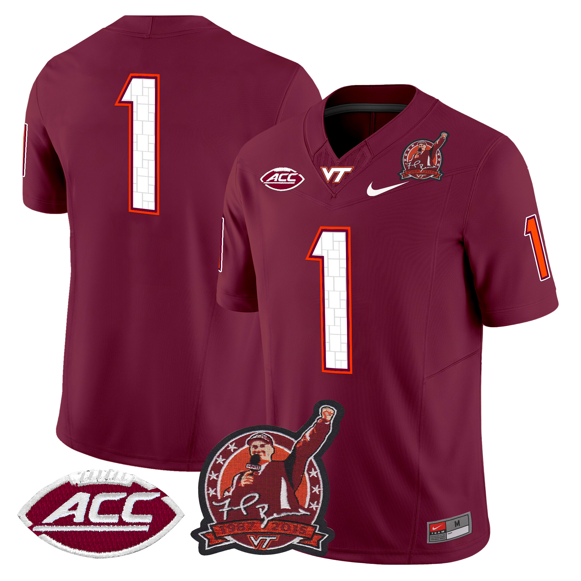 Men's Virginia Tech Hokies Coach Frank Beamer Patch 2024 Vapor Limited Jersey V2 - All Stitched