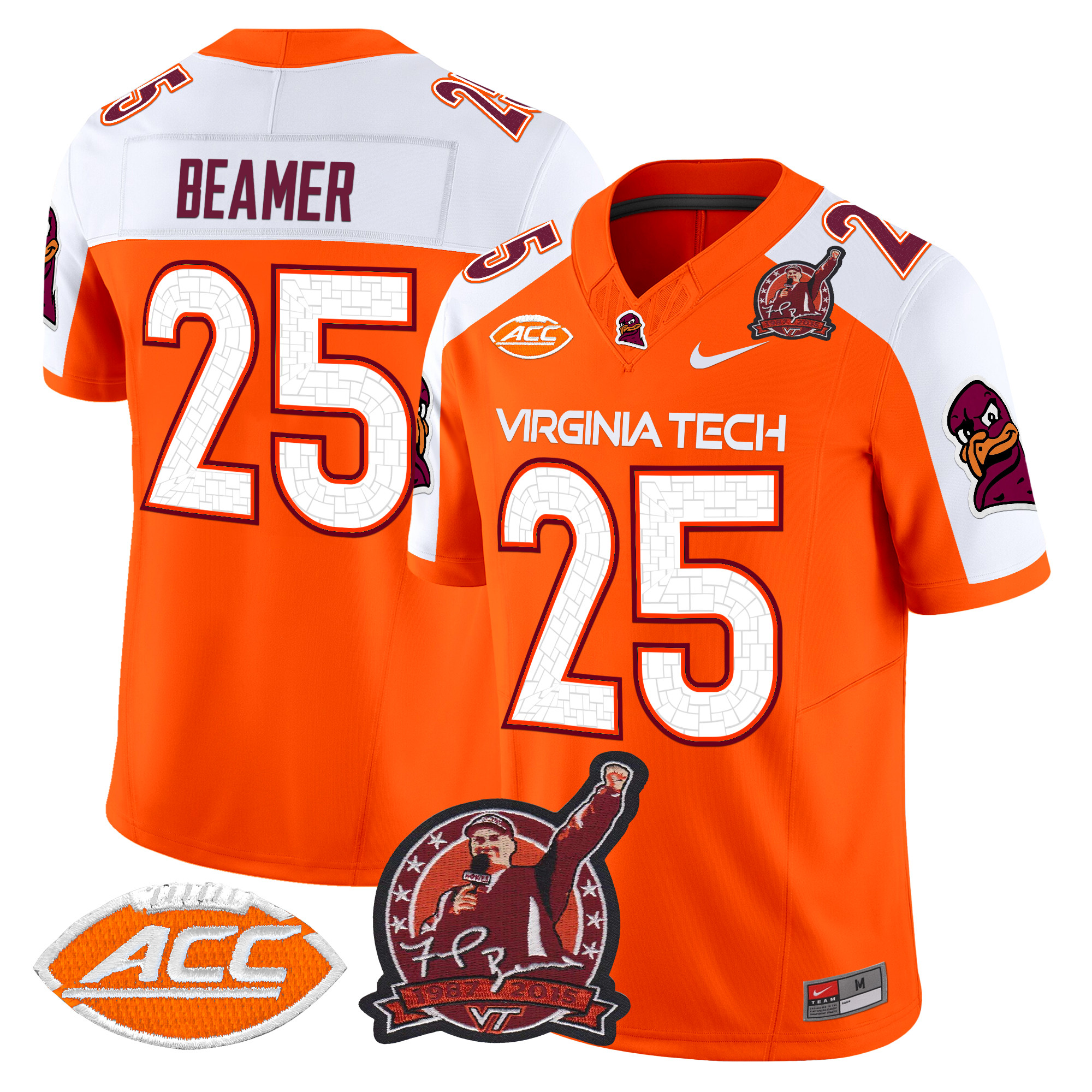 Men's Virginia Tech Hokies Coach Frank Beamer Patch 2024 Vapor Limited Jersey V2 - All Stitched